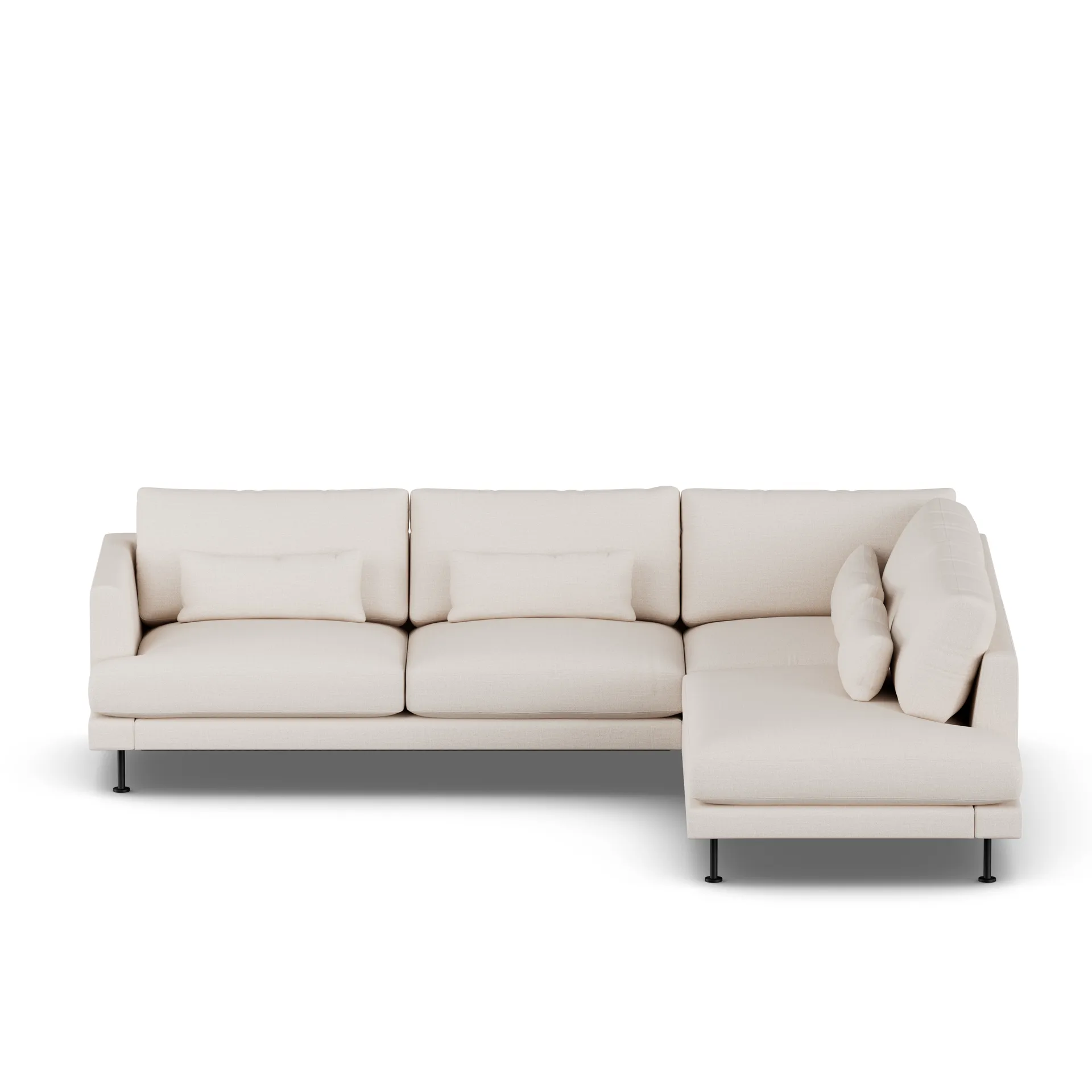 Bredhult sofa, Same Off White 6671-zwart staal, 3-zits A1 1898