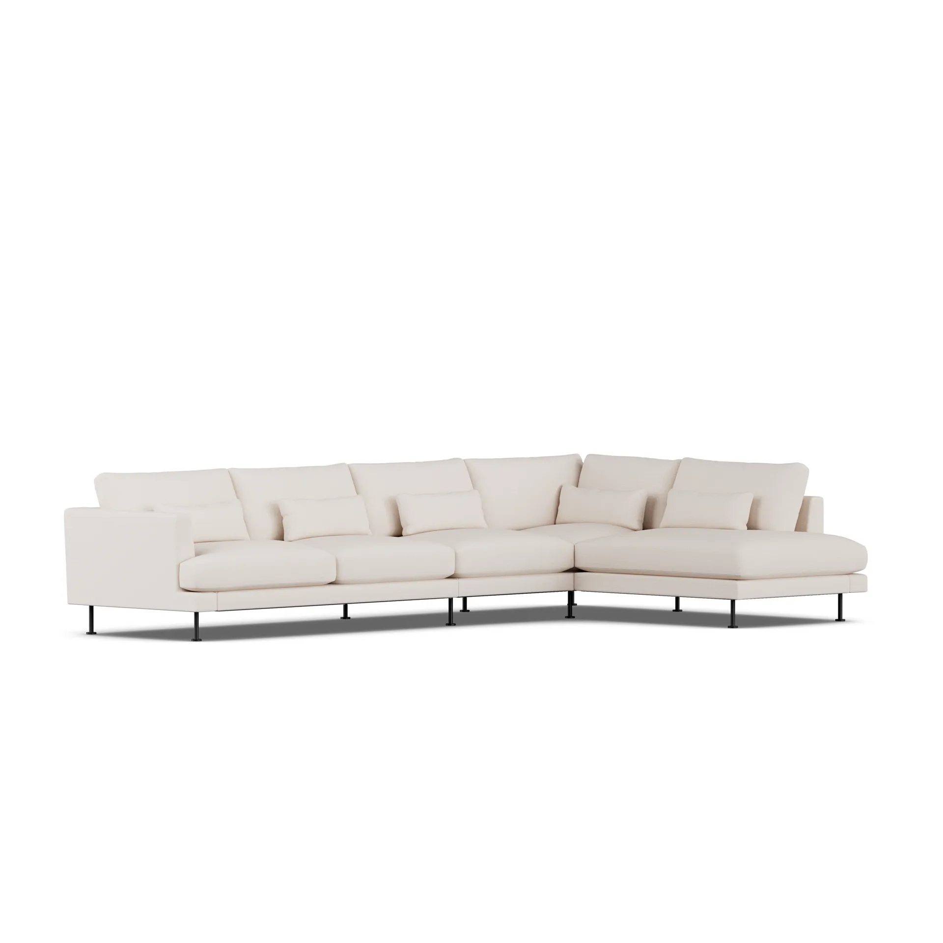 Bredhult sofa, Same Off White 6671-zwart staal, 4-zits B1 1898