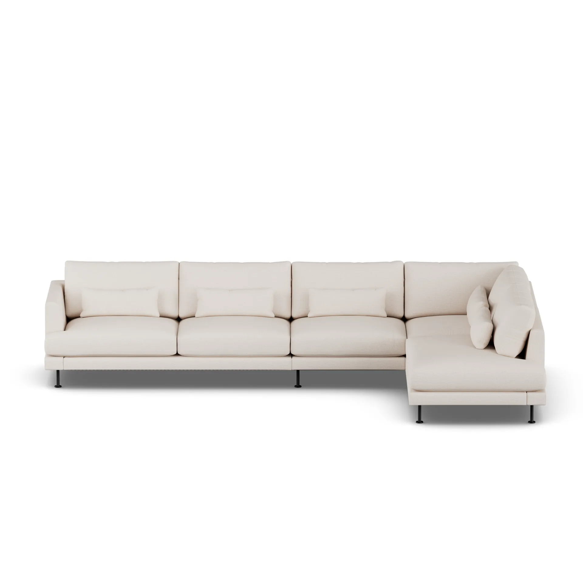 Bredhult sofa, Same Off White 6671-zwart staal, 4-zits B1 1898