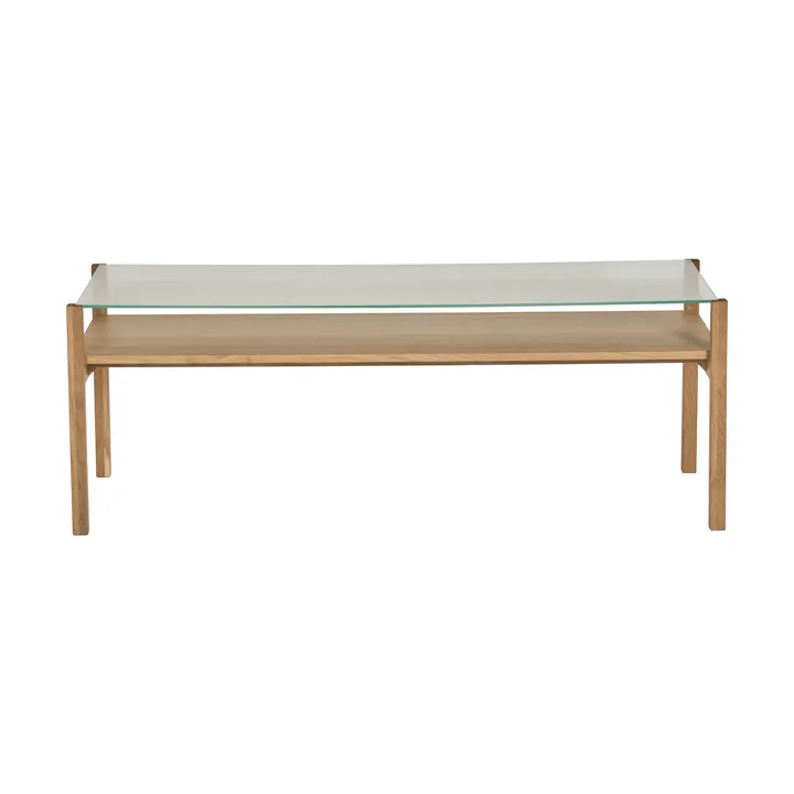 Lid salontafel - Witgepigmenteerd eikenhout-glas, 125x50 cm - 1898