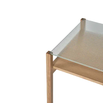 Lid salontafel - Witgepigmenteerd eikenhout-glas, 125x50 cm - 1898