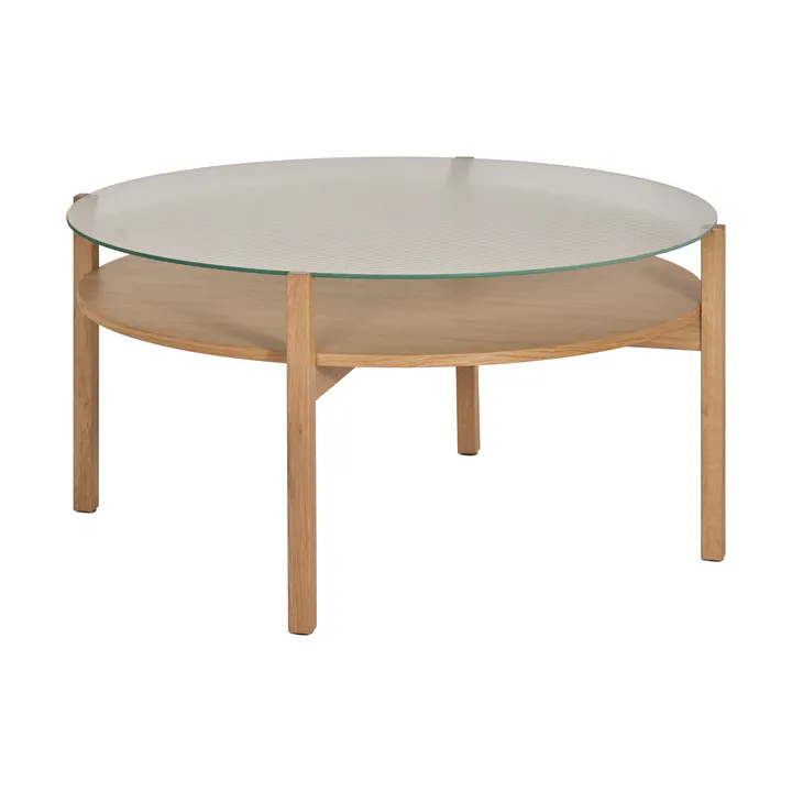 Lid salontafel - Witgepigmenteerd eikenhout-glas, Ø90 cm - 1898