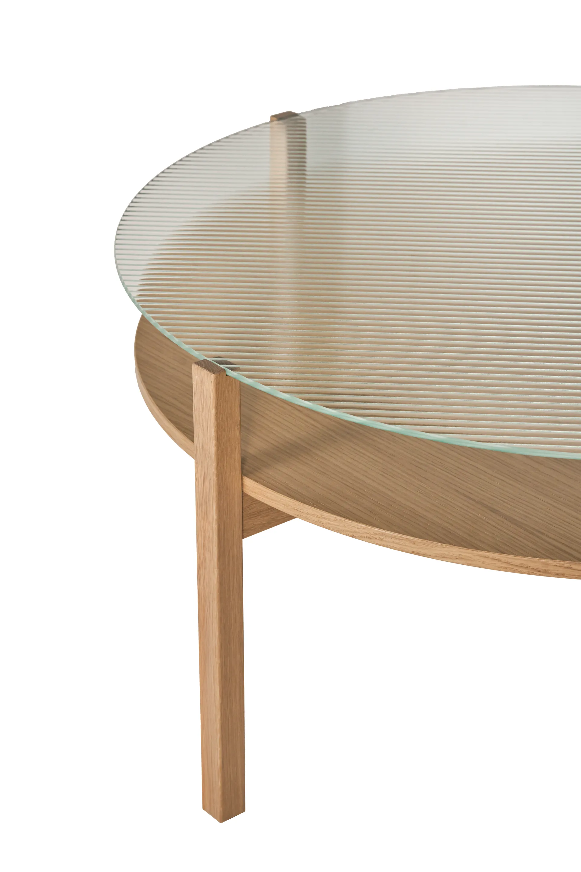 Lid salontafel, Witgepigmenteerd eikenhout-glas, Ø90 cm 1898