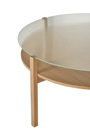 Lid salontafel - Witgepigmenteerd eikenhout-glas, Ø90 cm - 1898