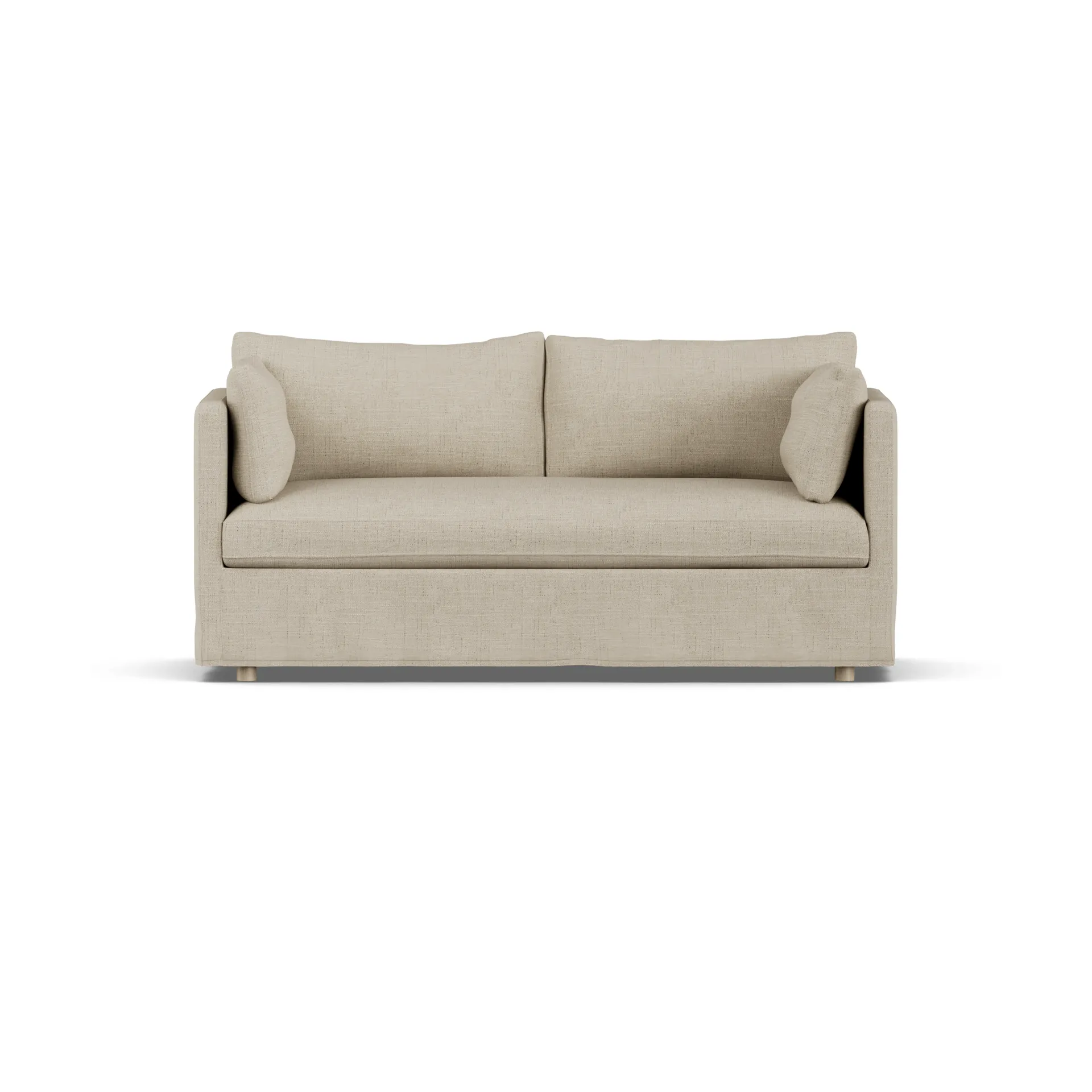 Linnevik sofa, Bern beige 0341-witgeoliede eiken, 2-zits, met rok 1898