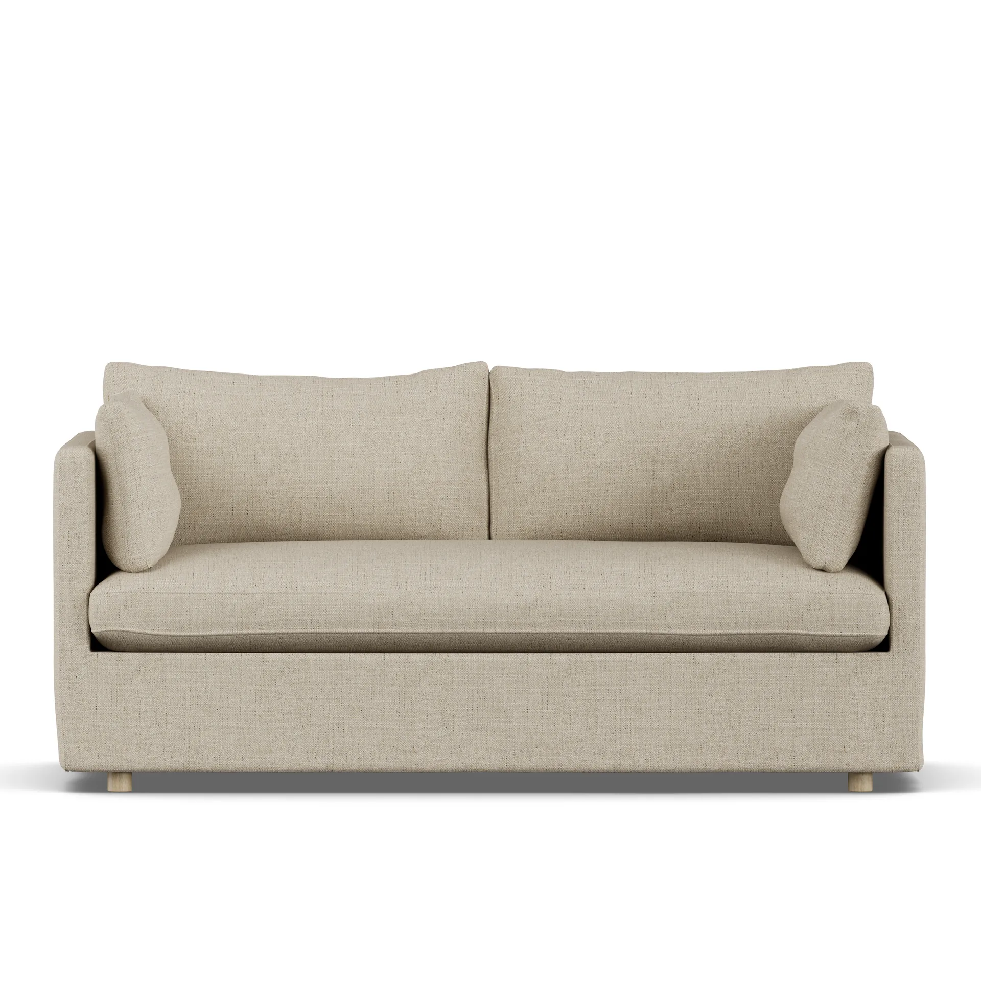 Linnevik sofa, Bern beige 0341-witgeoliede eiken, 2-zits, met rok 1898