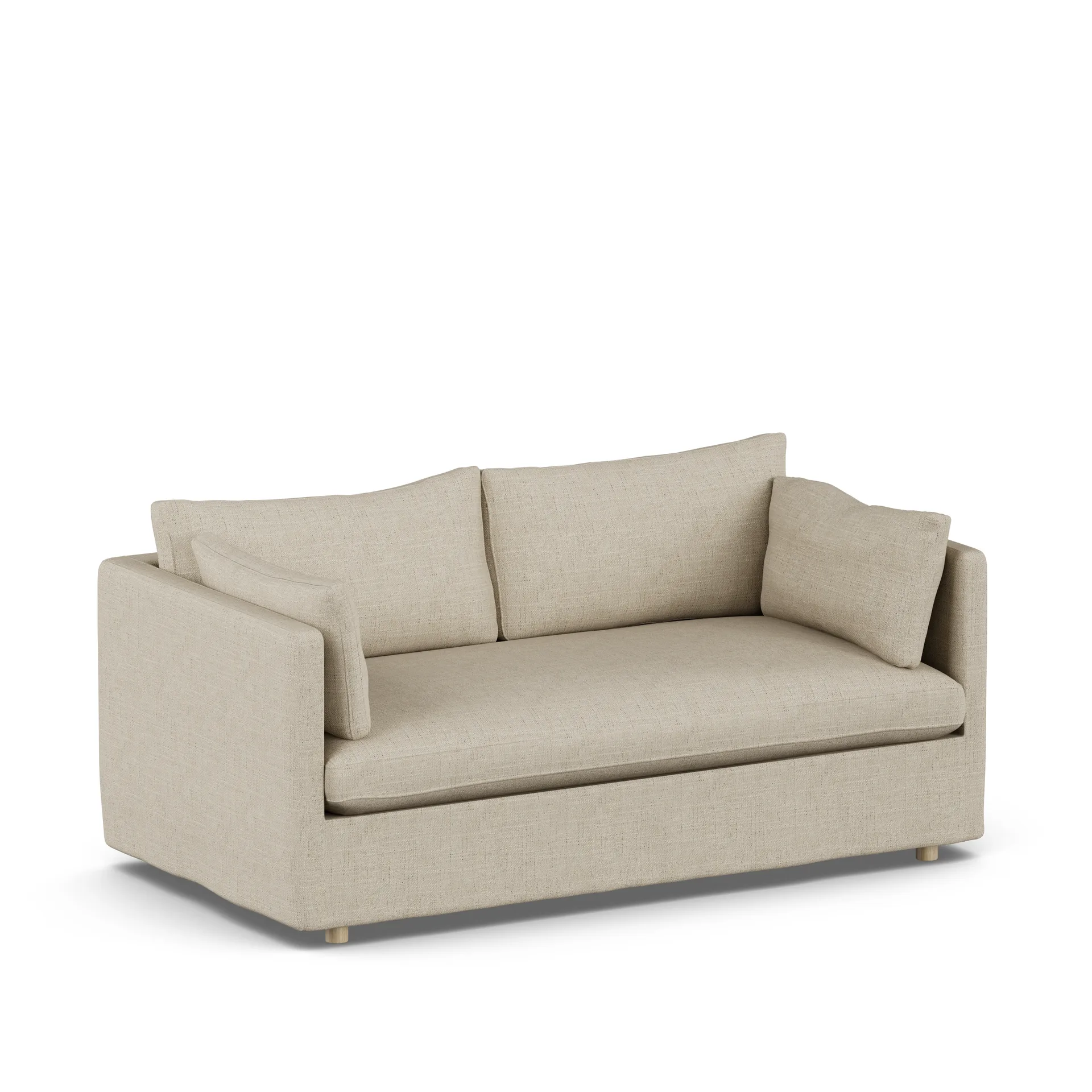 Linnevik sofa, Bern beige 0341-witgeoliede eiken, 2-zits, met rok 1898