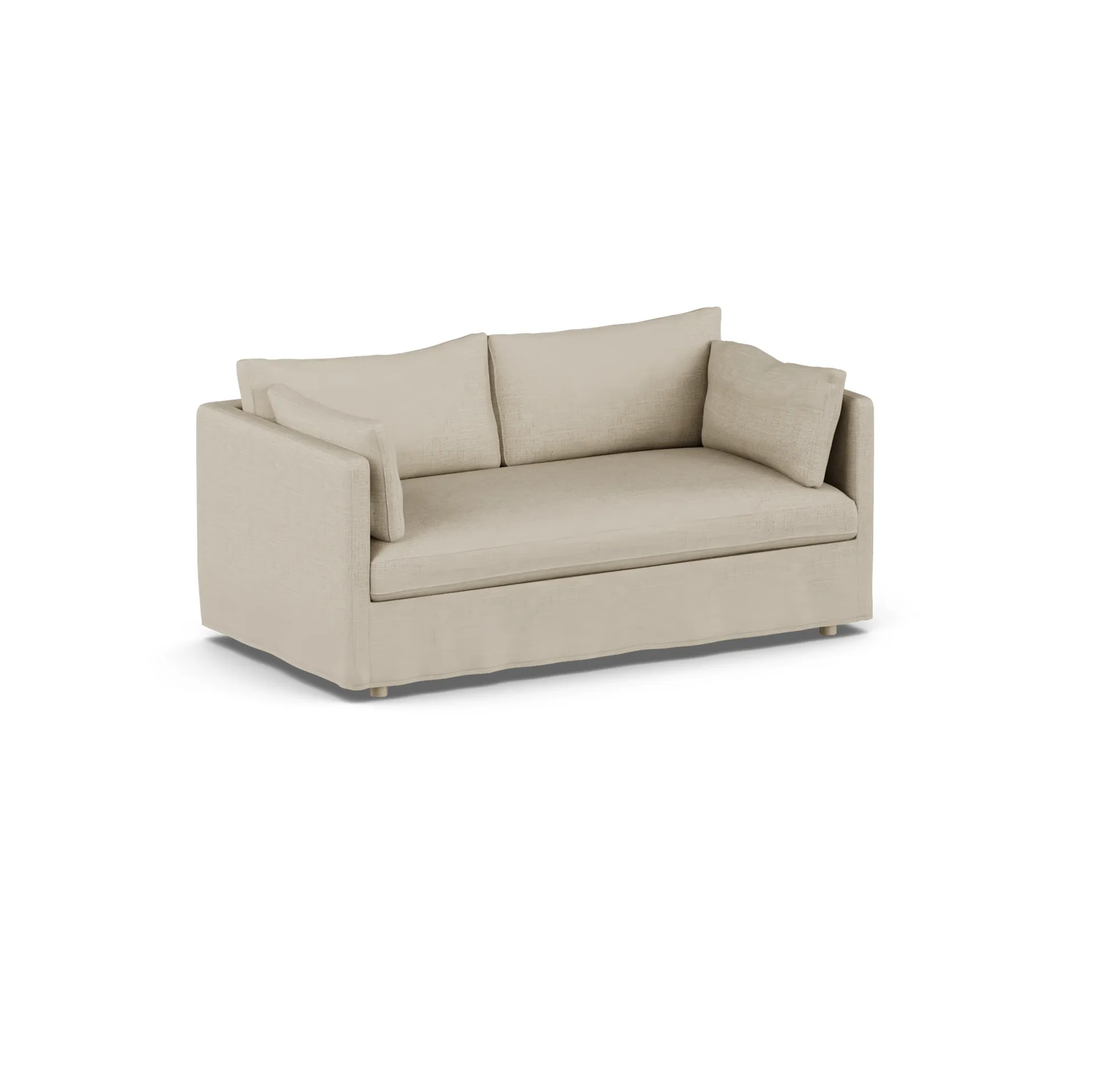 Linnevik sofa, Bern beige 0341-witgeoliede eiken, 2-zits, met rok 1898