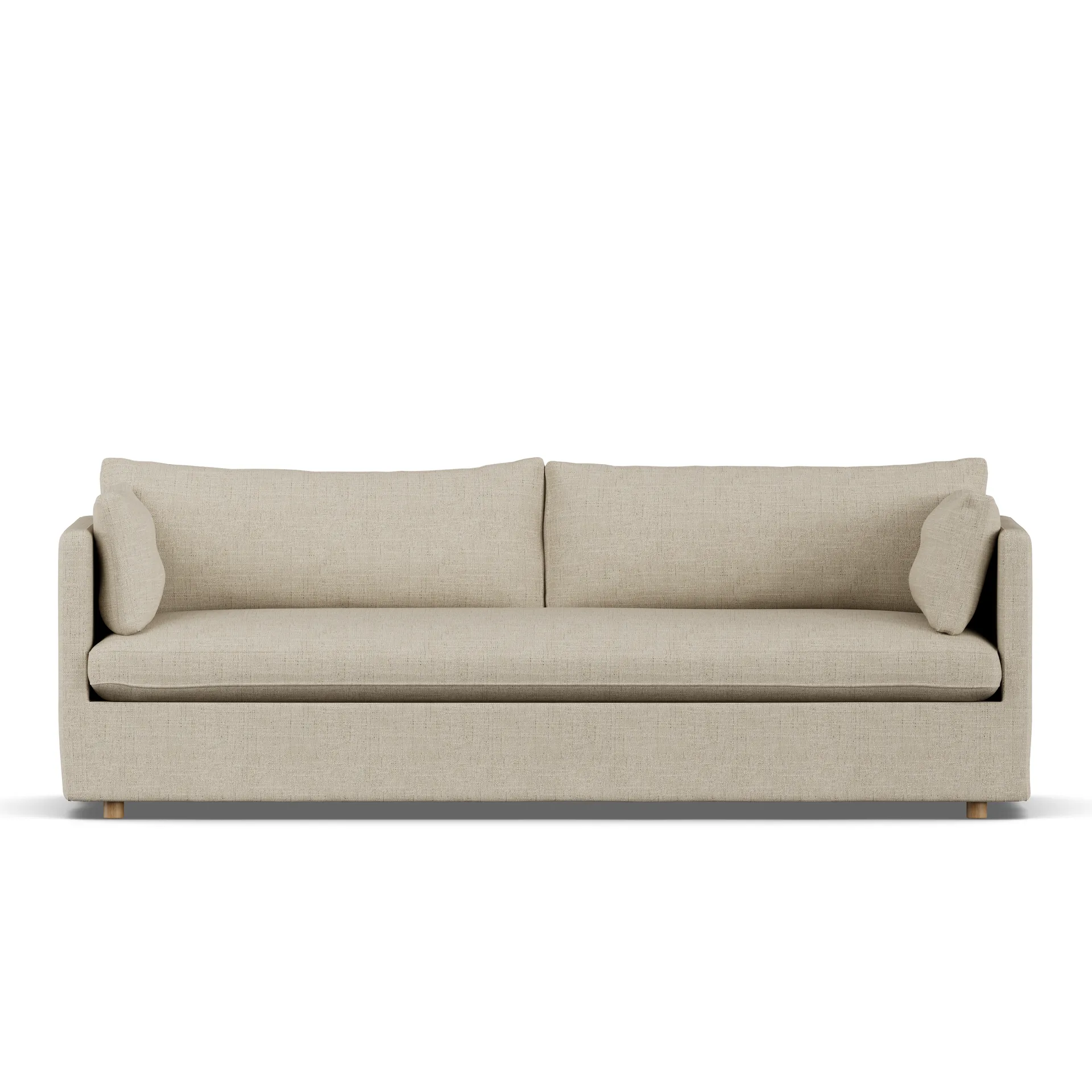 Linnevik sofa, Bern beige 0341-witgeoliede eiken, 4-zits, met rok 1898