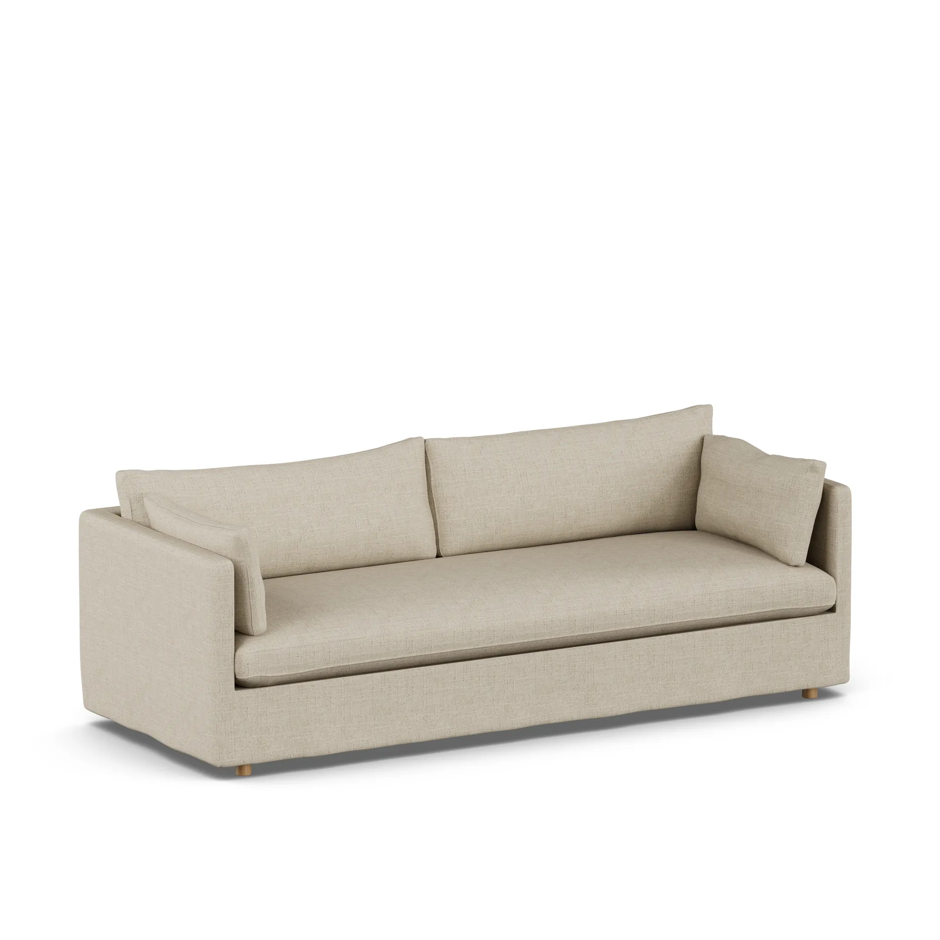 Linnevik sofa, Bern beige 0341-witgeoliede eiken, 4-zits, met rok 1898