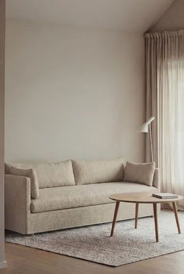 Linnevik sofa - Bern beige 0341-witgeoliede eiken, 4-zits, met rok - 1898