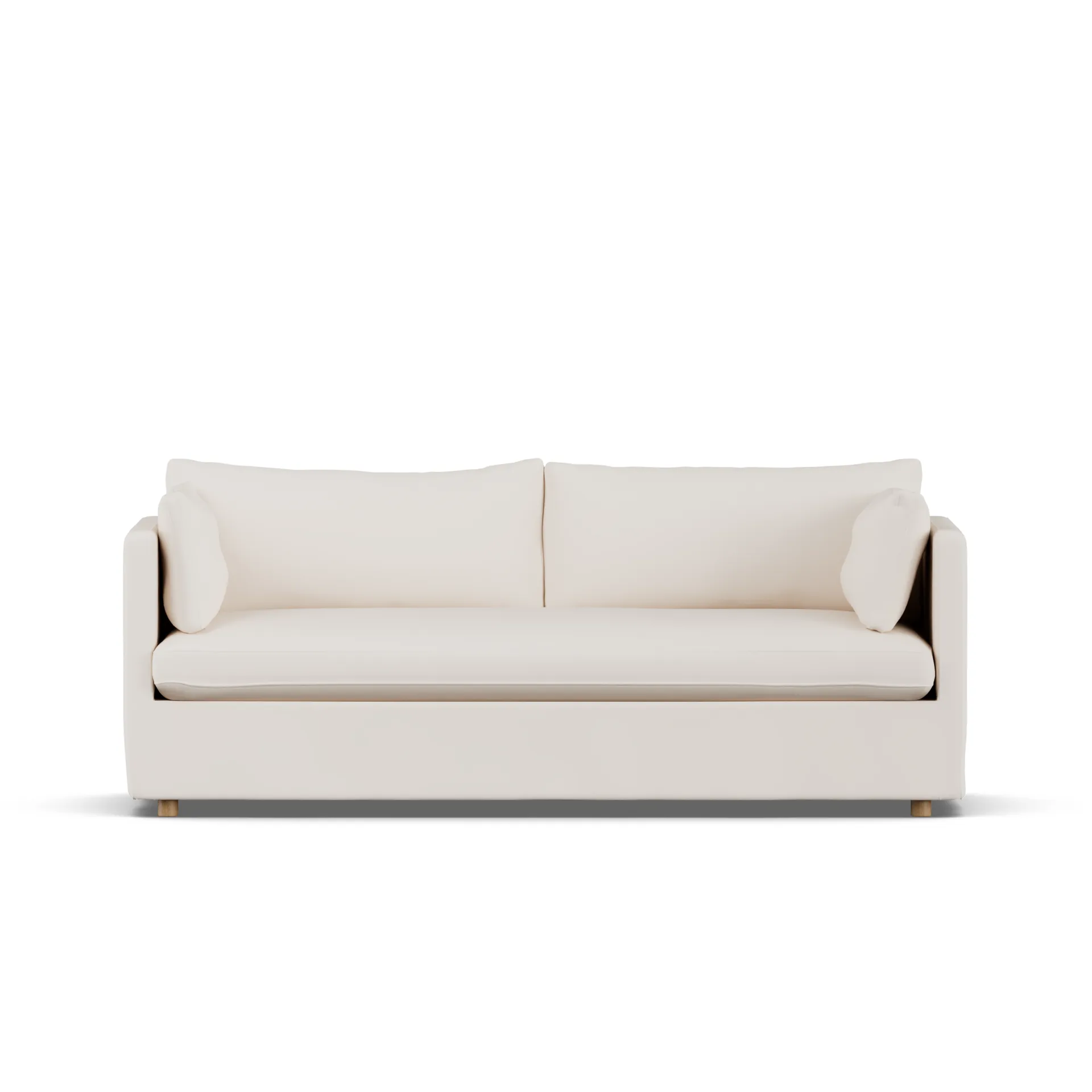 Linnevik sofa, Caleido beige 9600-witgeoliede eiken, 3-zits, met rok 1898