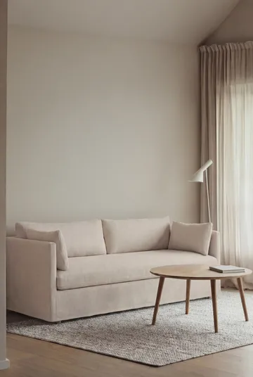 Linnevik sofa - Caleido beige 9600-witgeoliede eiken, 3-zits, met rok - 1898