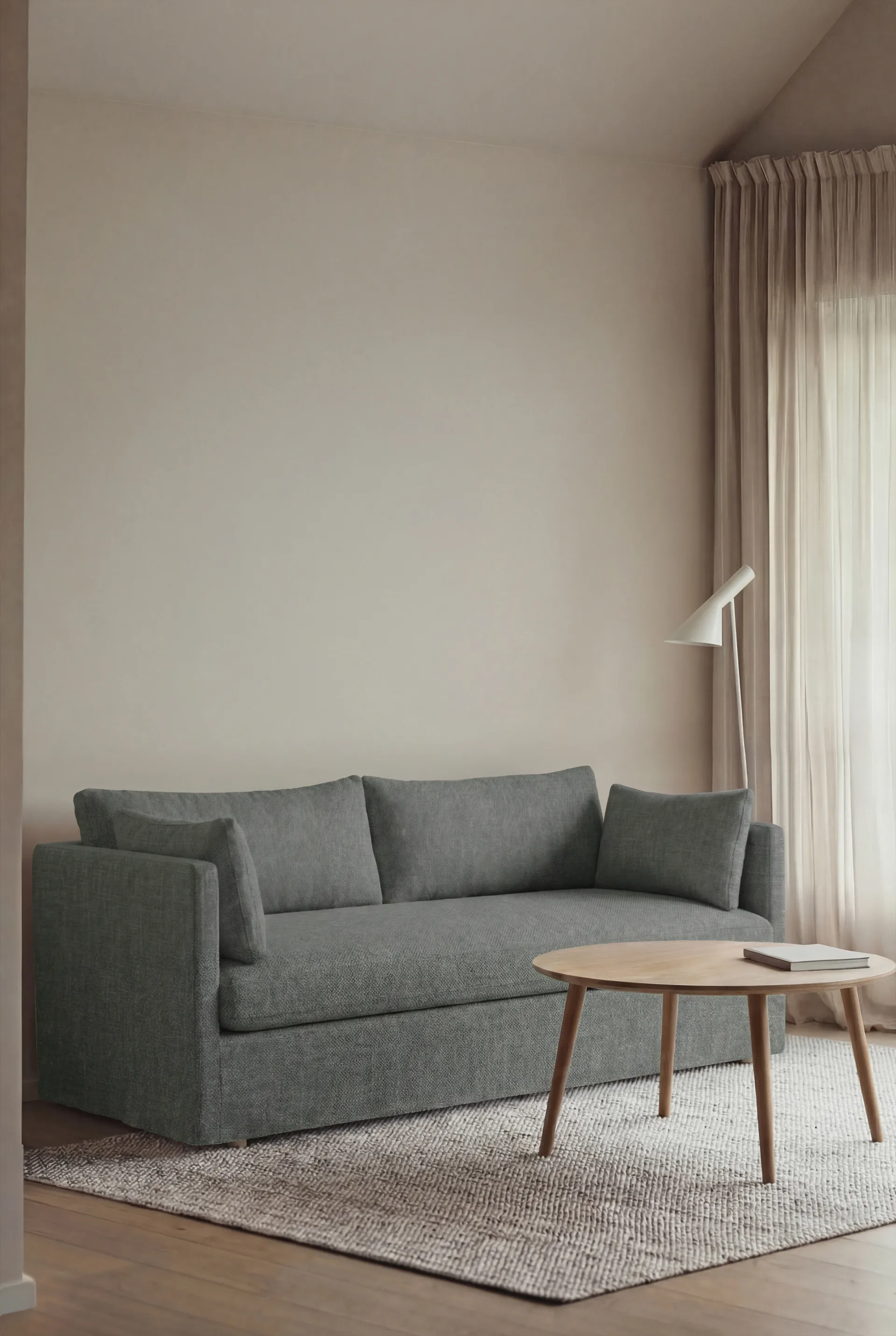 Linnevik sofa, Caleido Grey 1240-witgeoliede eiken, 2-zits, met rok 1898