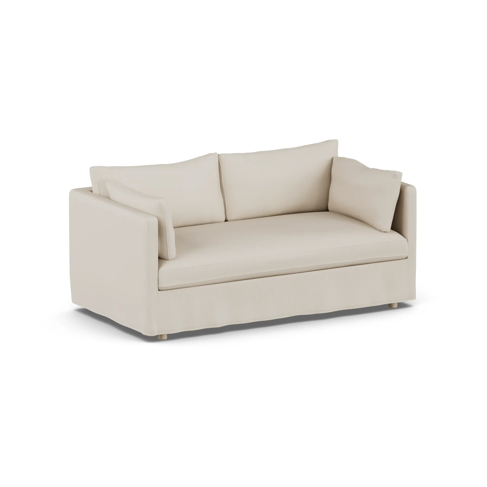 Linnevik sofa, Jump Beige 1956-witgeoliede eiken, 2-zits, met rok 1898