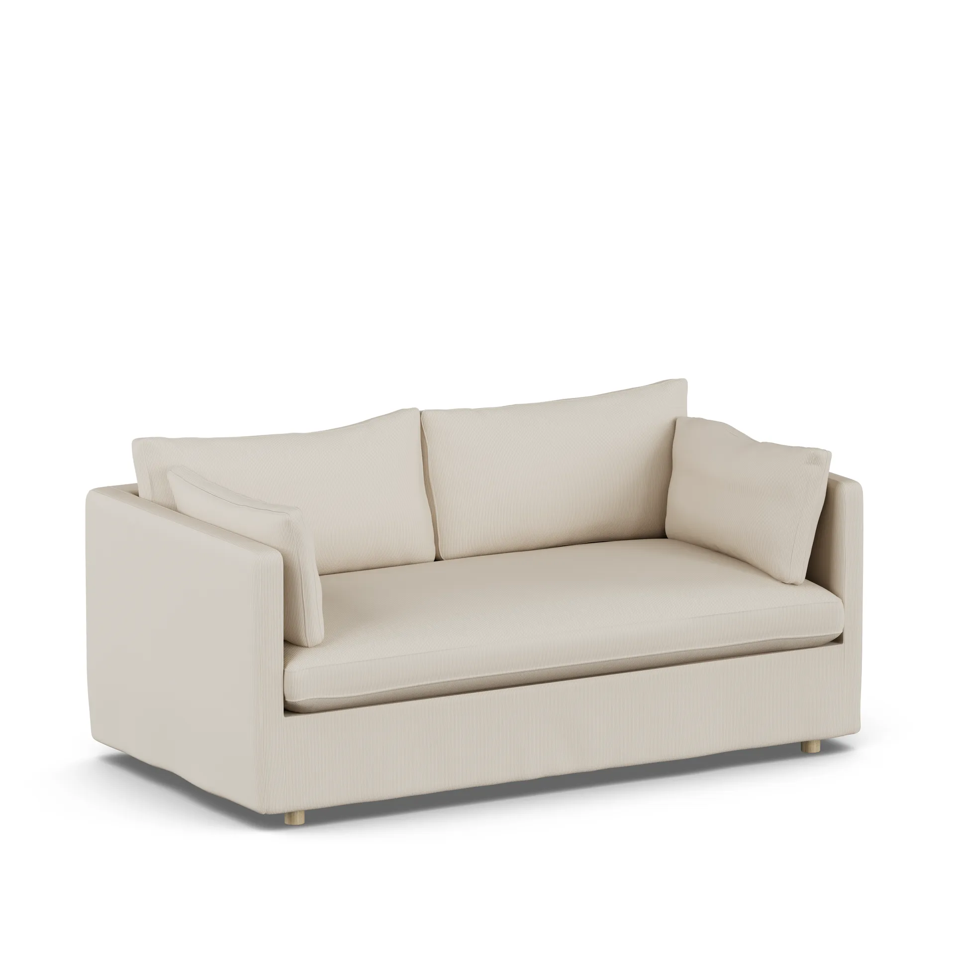 Linnevik sofa, Jump Beige 1956-witgeoliede eiken, 2-zits, met rok 1898
