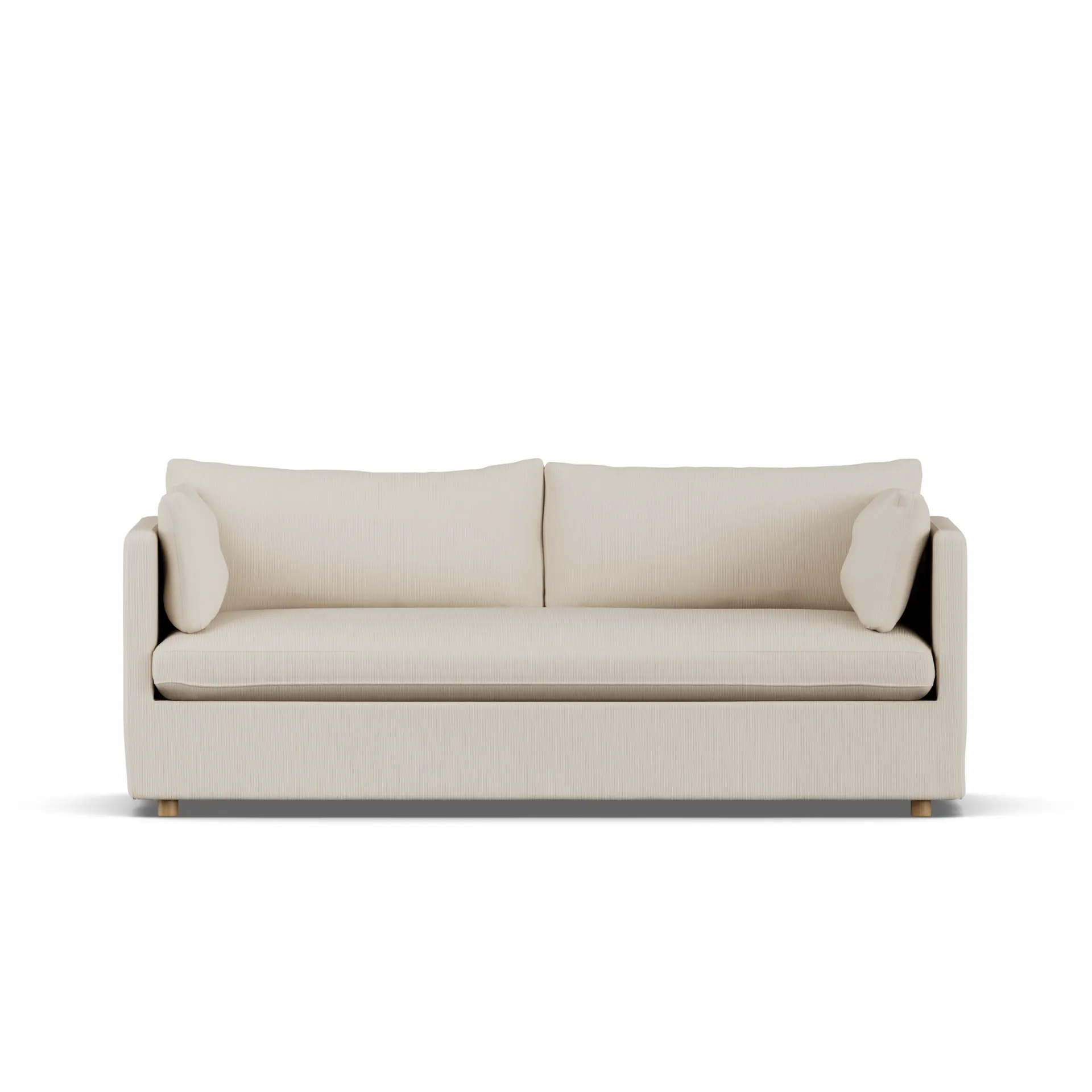 Linnevik sofa, Jump Beige 1956-witgeoliede eiken, 3-zits, met rok 1898