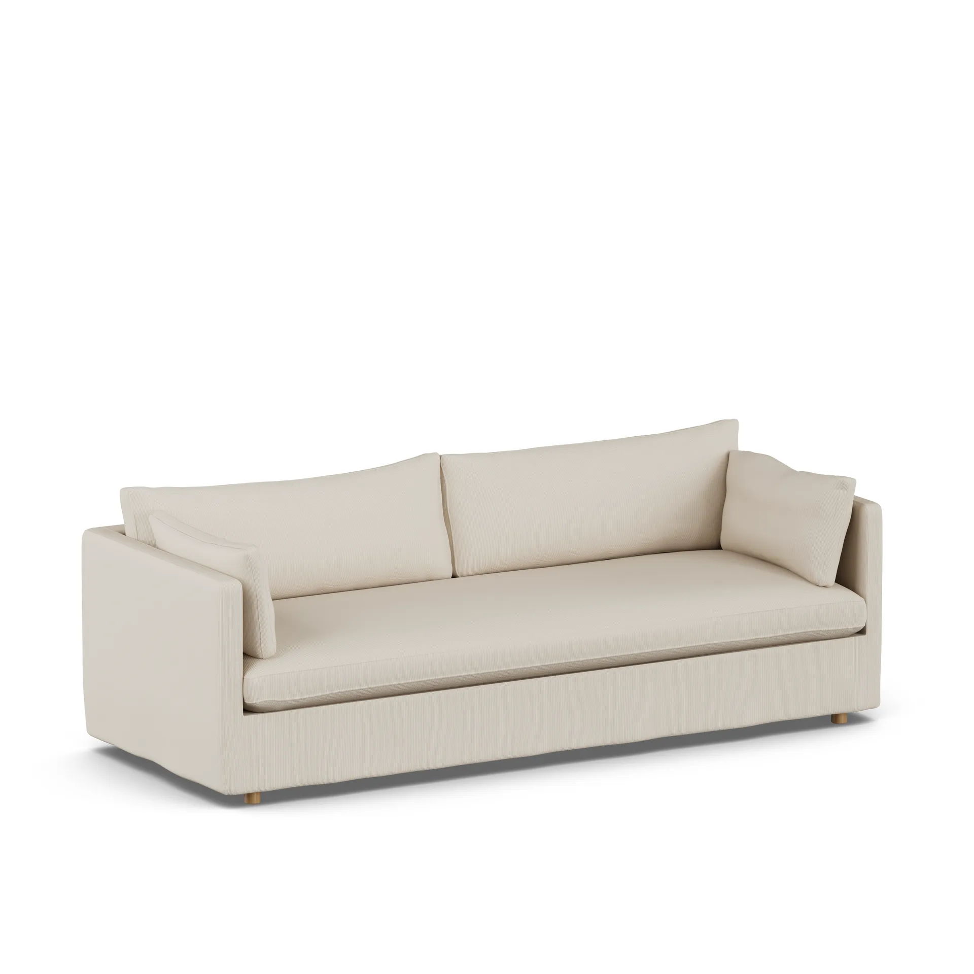 Linnevik sofa, Jump Beige 1956-witgeoliede eiken, 4-zits, met rok 1898