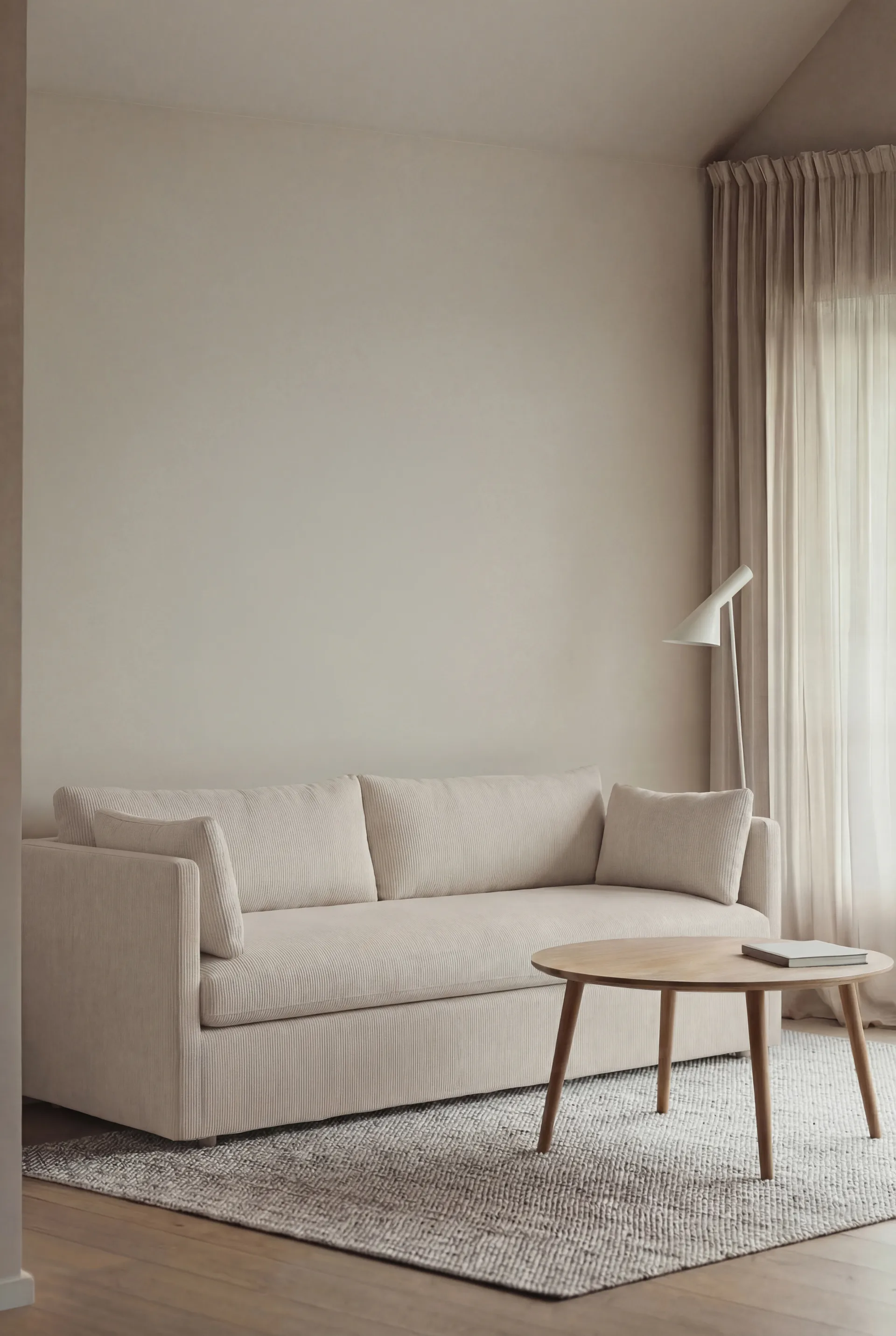 Linnevik sofa, Jump off white 1954-witgeoliede eiken, 3-zits, met rok 1898