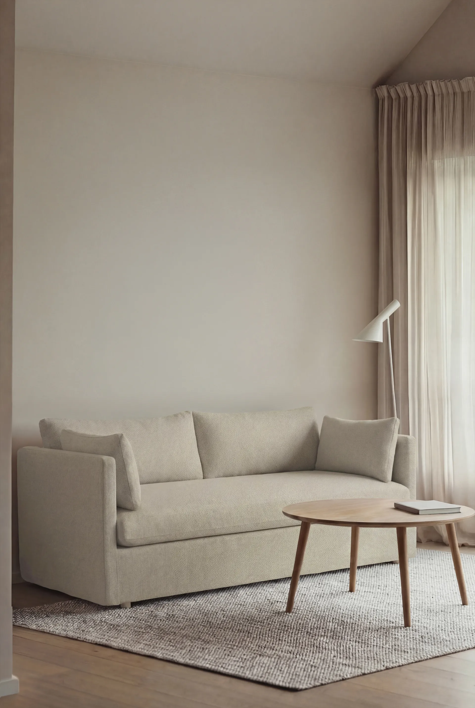 Linnevik sofa, Luiza Beige 3981-witgeoliede eiken, 2-zits, met rok 1898