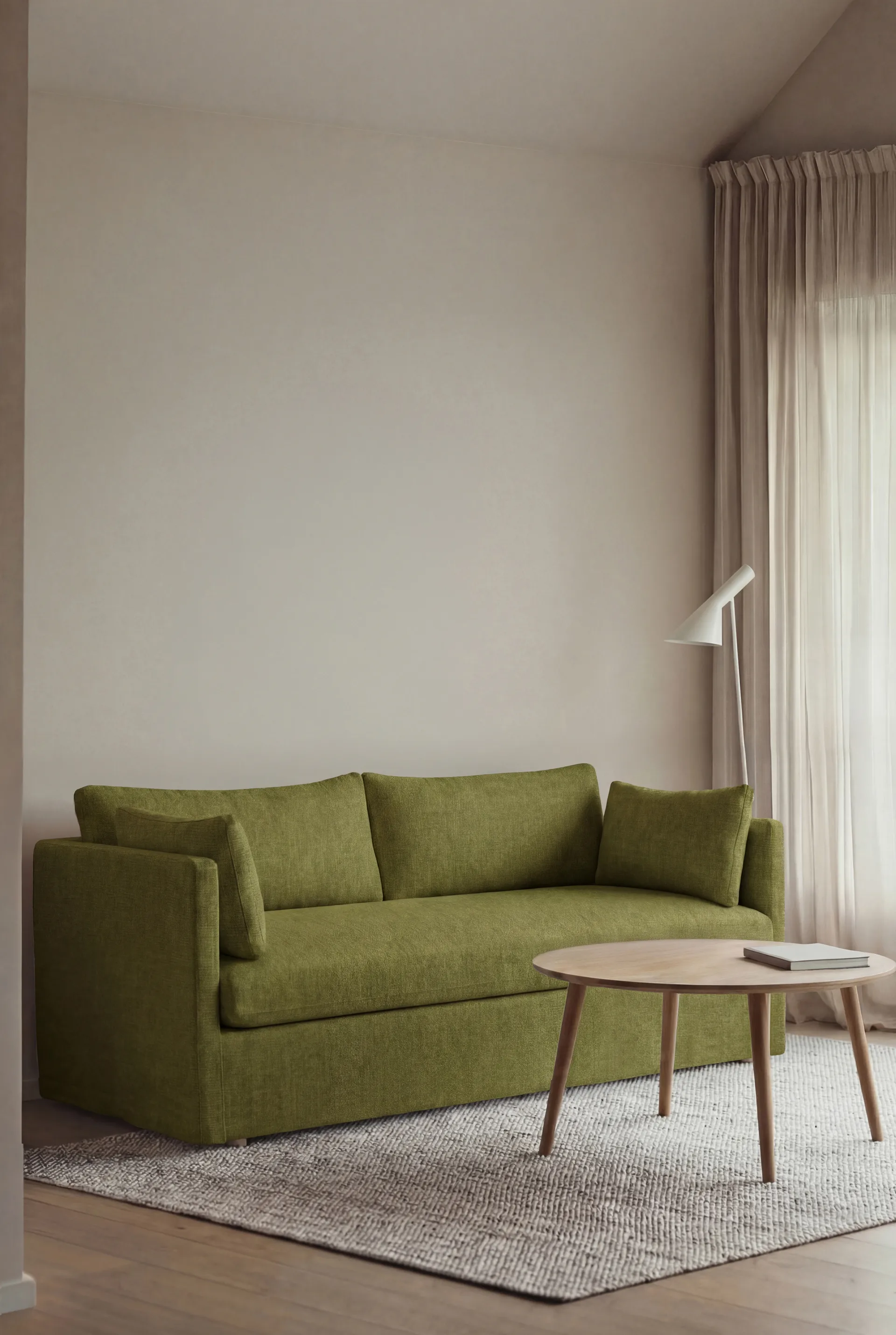 Linnevik sofa, Luiza Green 3975-witgeoliede eiken, 2-zits, met rok 1898