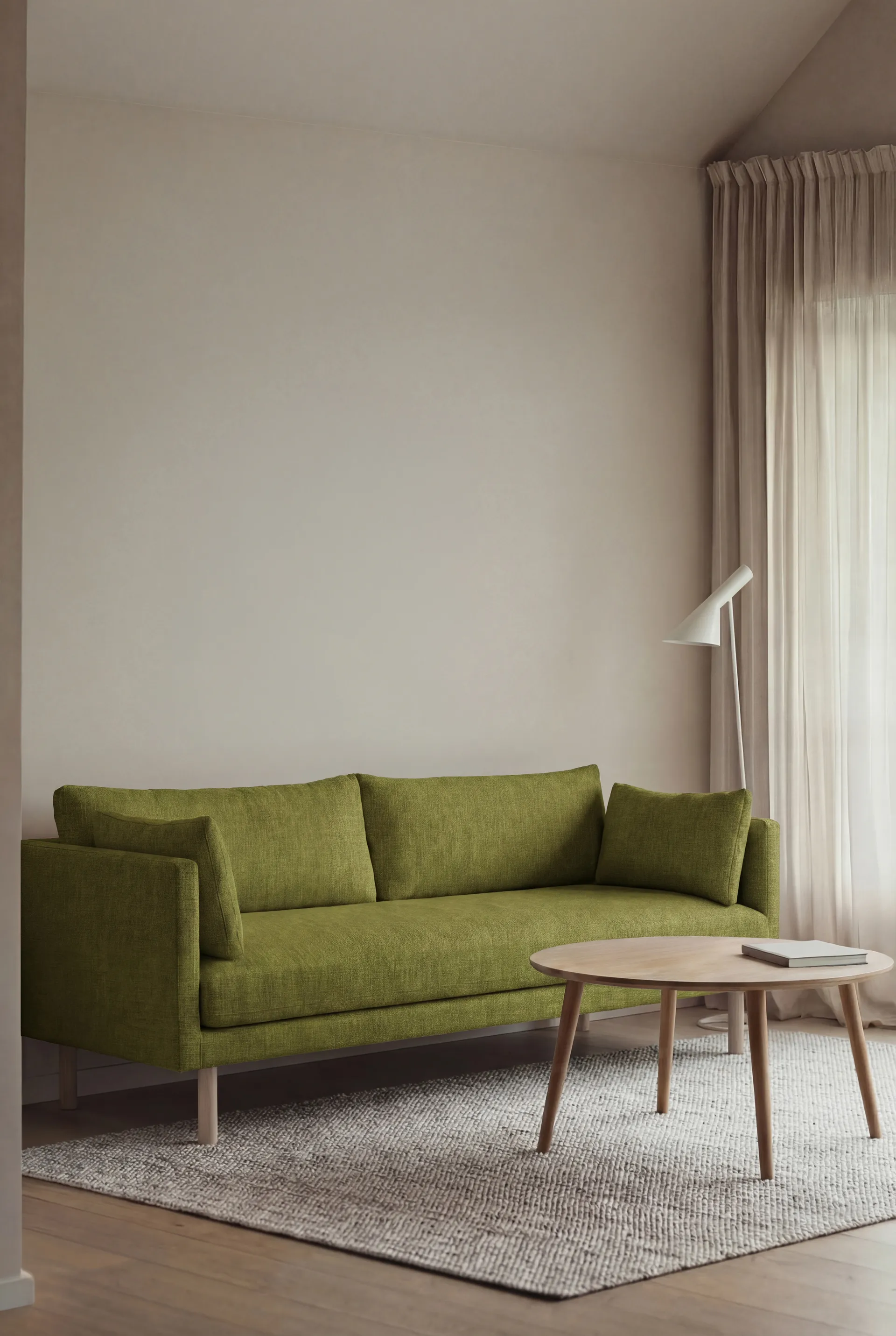 Linnevik sofa, Luiza Green 3975-witgeoliede eiken, 3-zits 1898