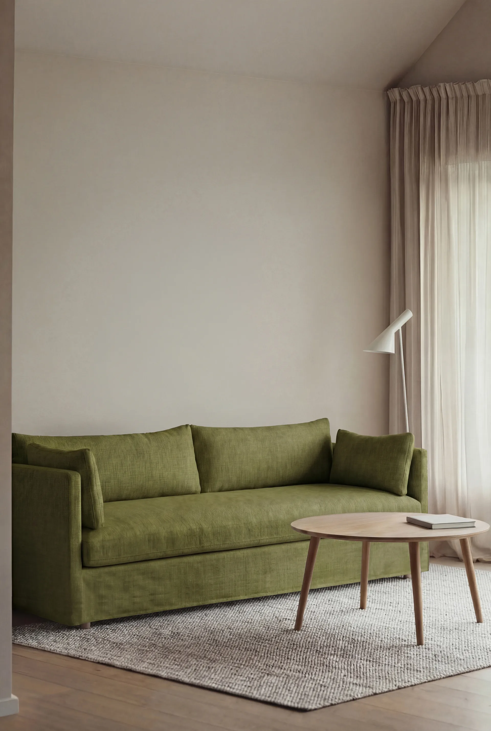 Linnevik sofa, Luiza Green 3975-witgeoliede eiken, 4-zits, met rok 1898