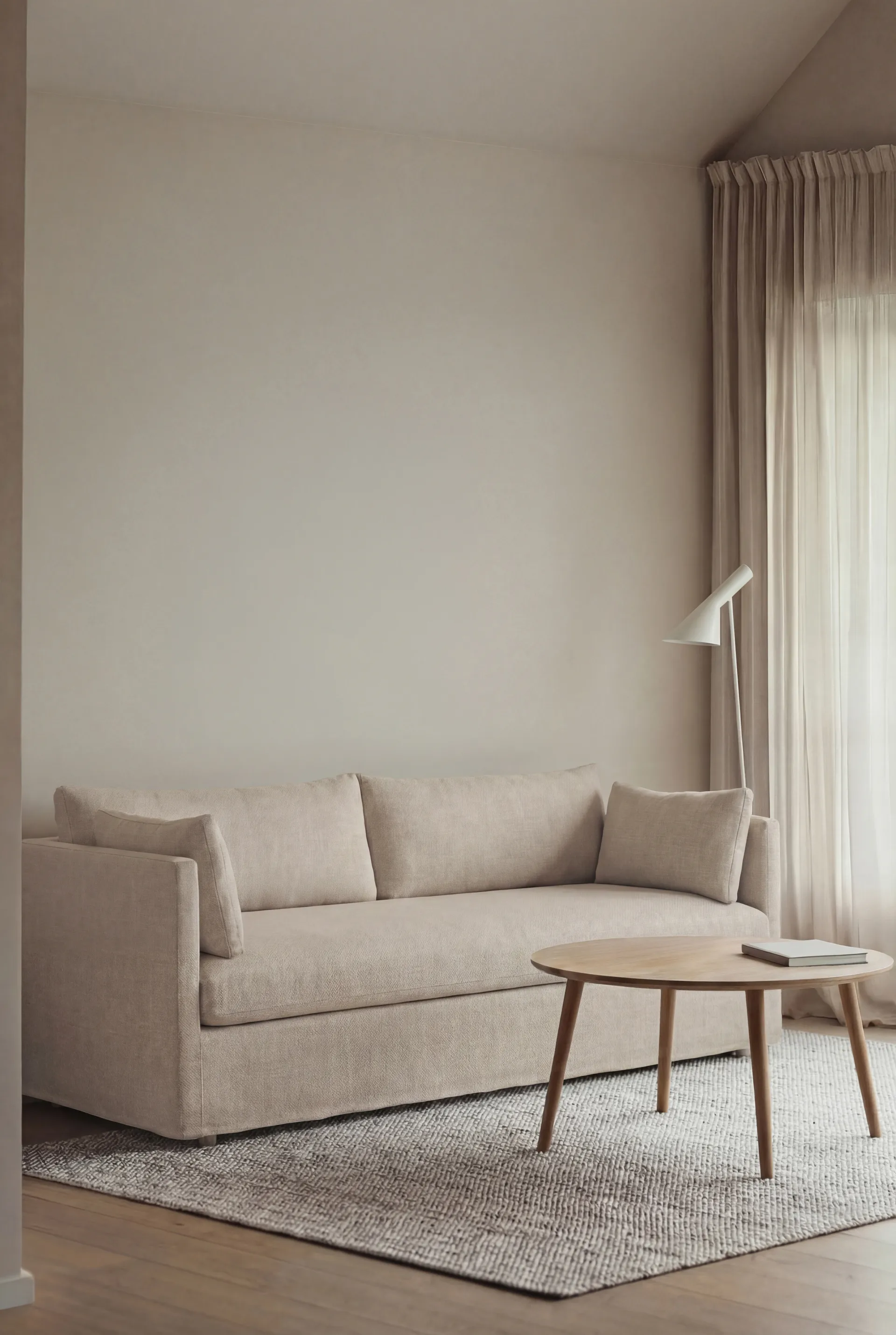 Linnevik sofa, Same Beige 6670-witgeoliede eiken, 3-zits, met rok 1898