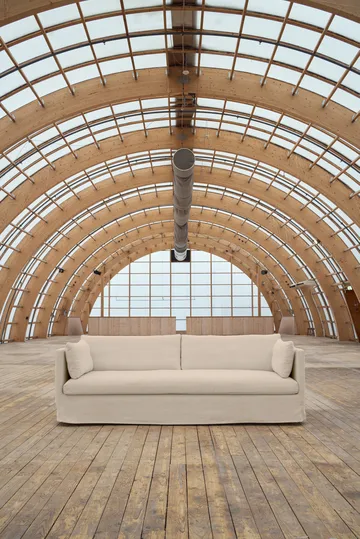 Linnevik sofa - Same Beige 6670-witgeoliede eiken, 4-zits, met rok - 1898