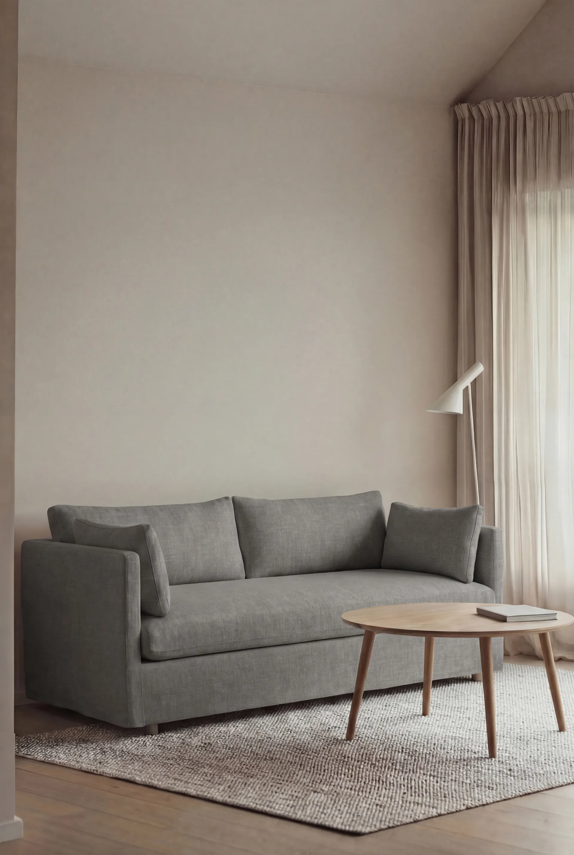 Linnevik sofa, Same Grey 6673-witgeoliede eiken, 2-zits, met rok 1898