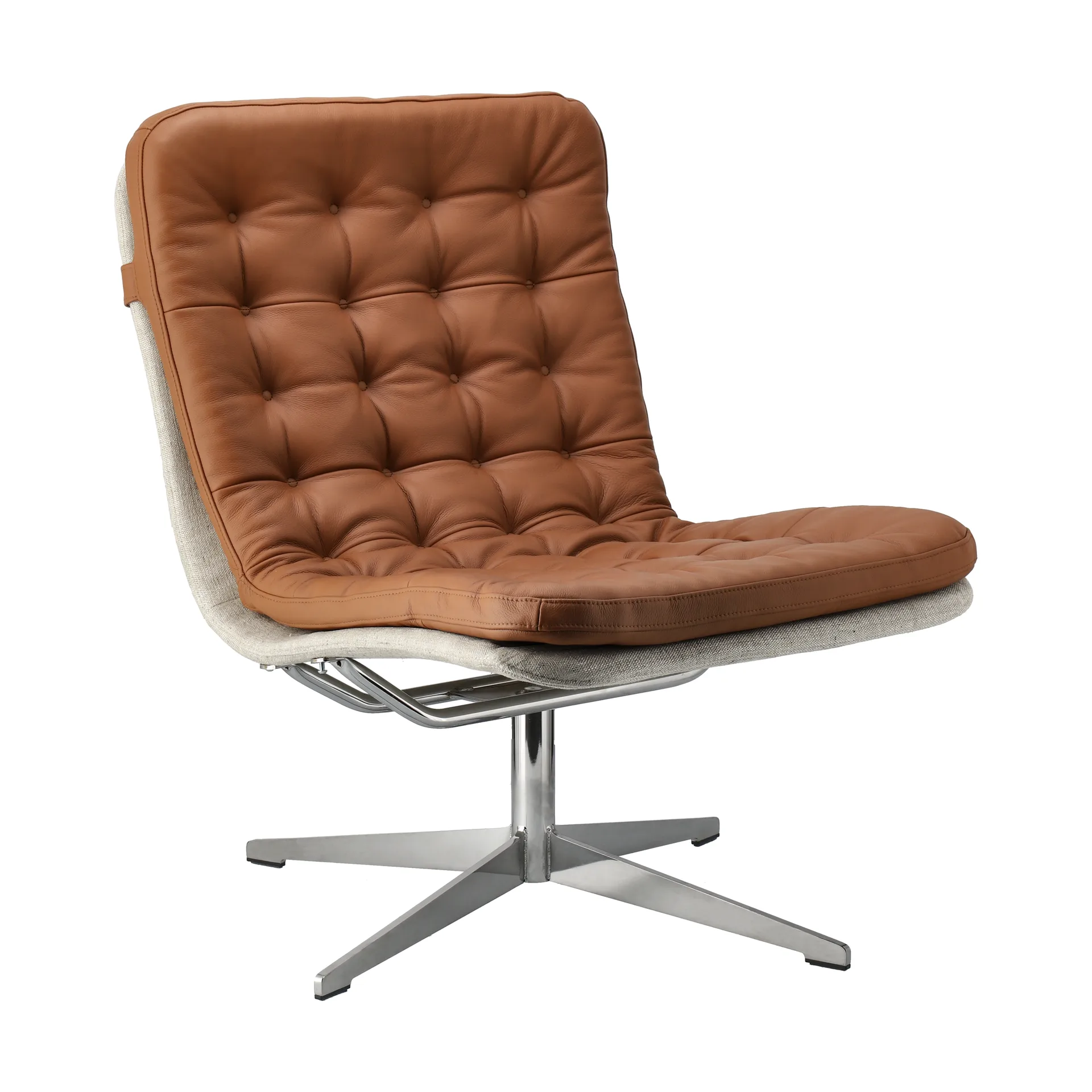 Loholm fauteuil met draaifunctie, Cognac leer-Bern Beige 0341 1898