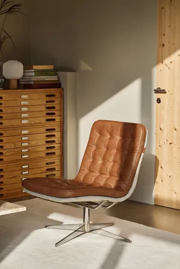 Loholm fauteuil met draaifunctie - Cognac leer-Bern Beige 0341 - 1898