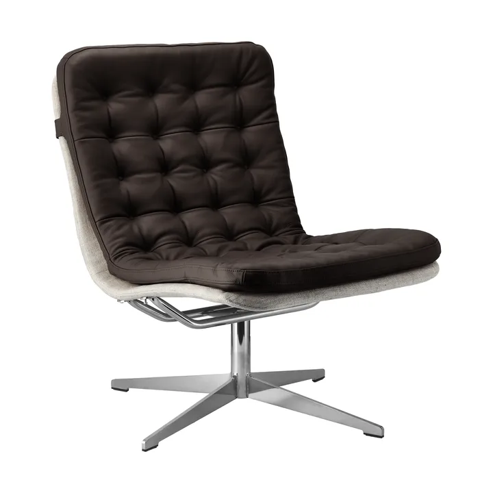 Loholm fauteuil met draaifunctie - Donkerbruin leer-Bern Beige 0341 - 1898