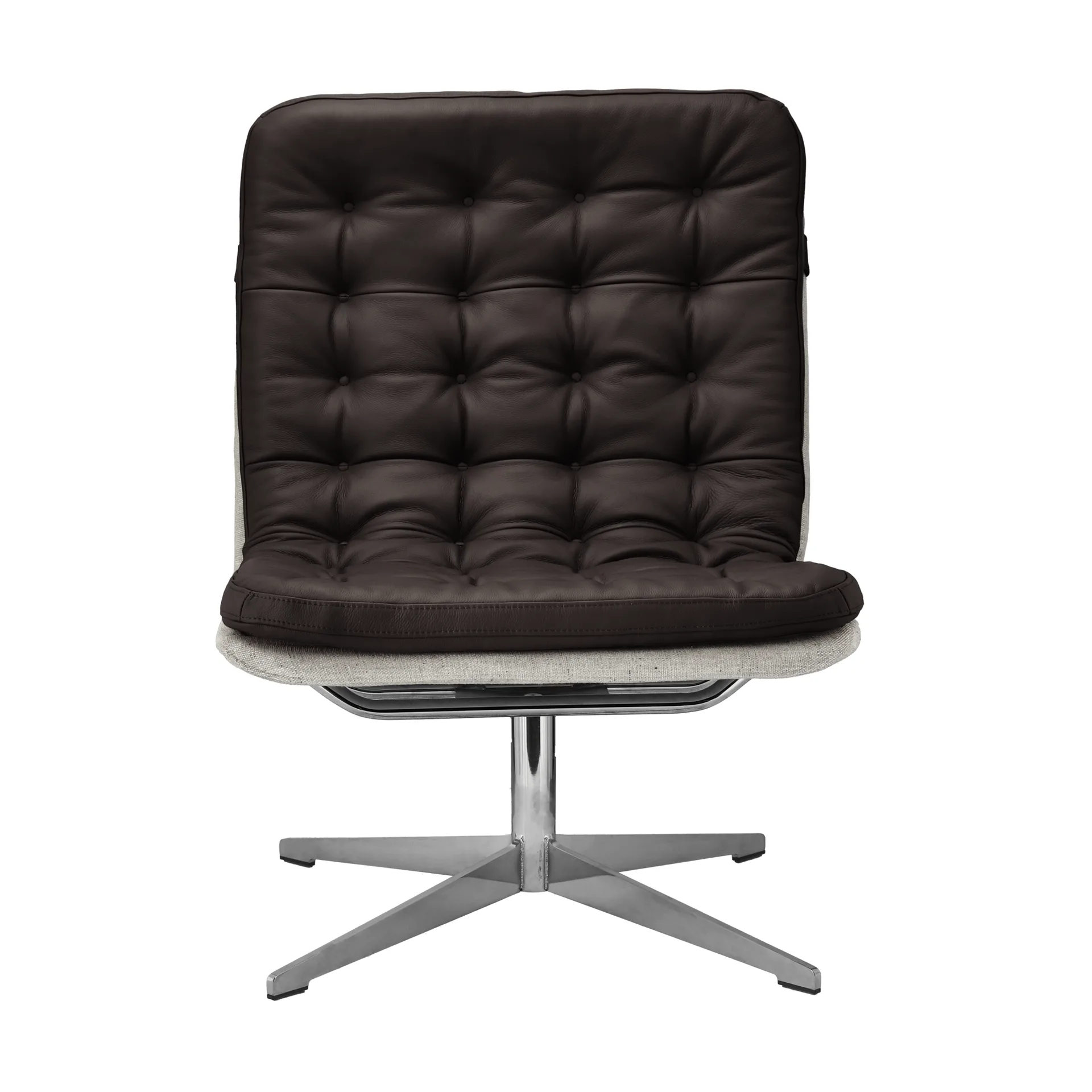 Loholm fauteuil met draaifunctie, Donkerbruin leer-Bern Beige 0341 1898