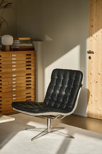 Loholm fauteuil met draaifunctie - Zwart leer-Bern Beige 0341 - 1898