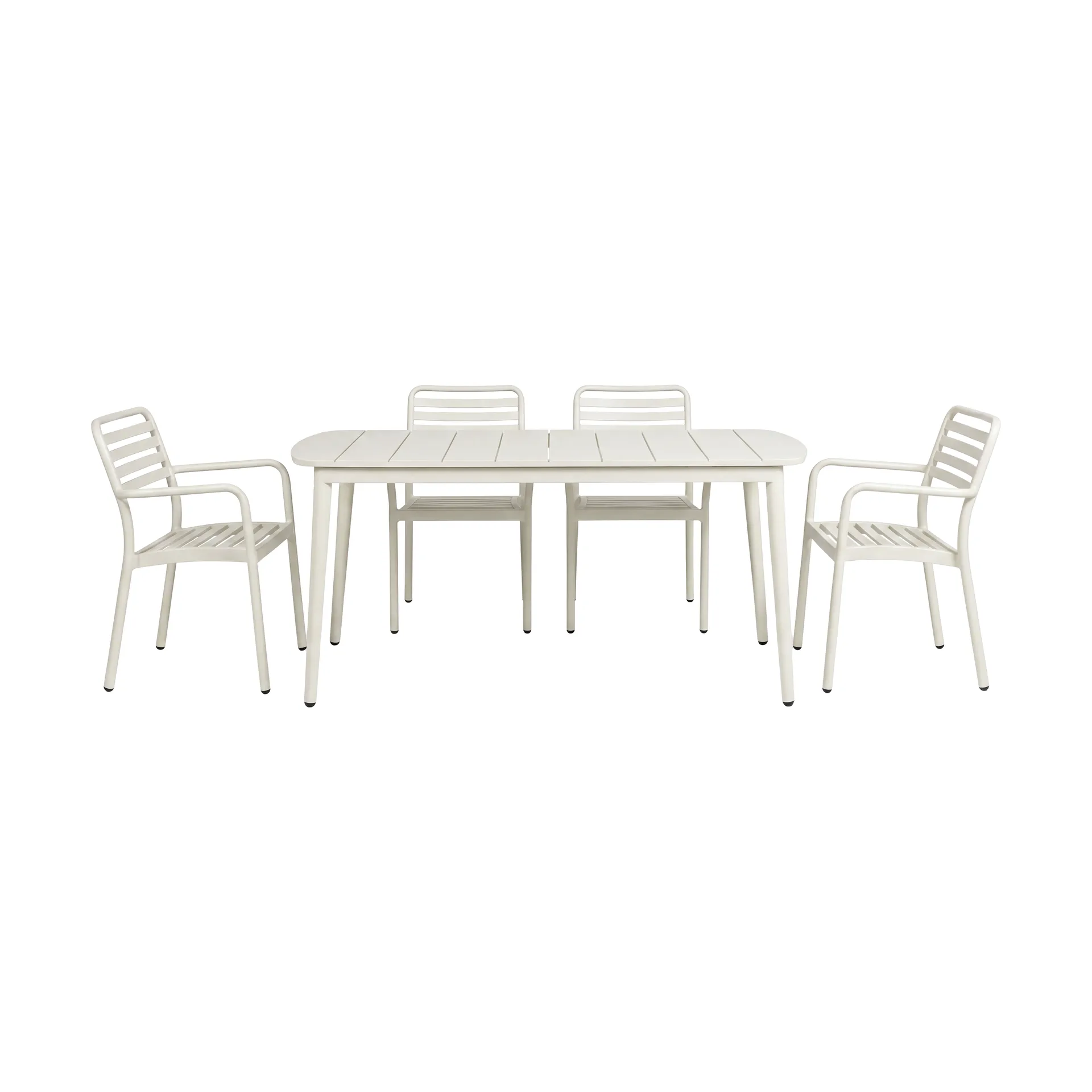 Marsala eettaafel 152x90 cm + Messina armstoel 4 stuks, Gebroken wit,  1898