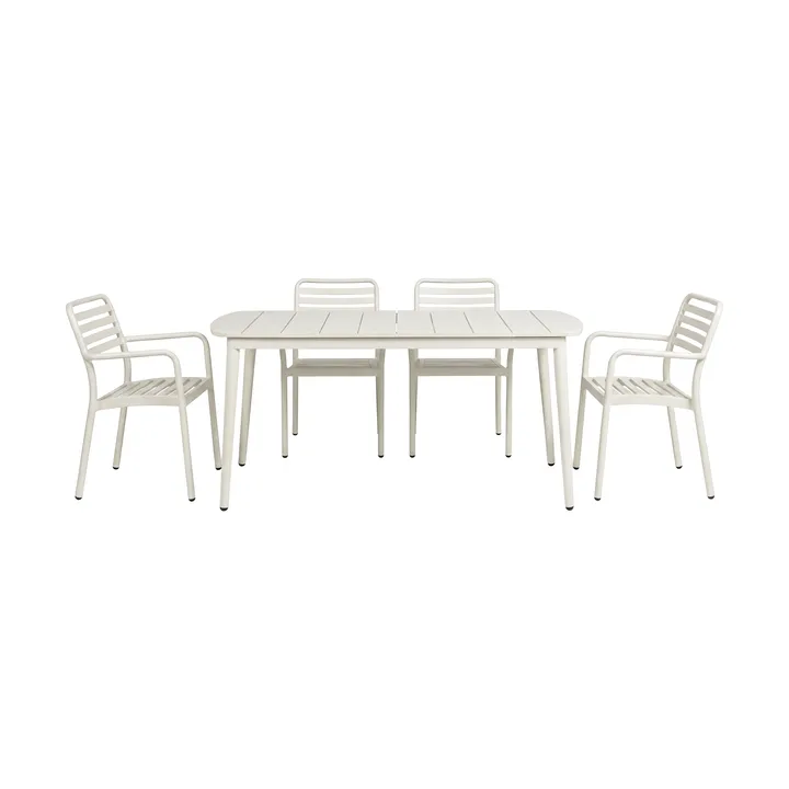 Marsala eettaafel 152x90 cm + Messina armstoel 4 stuks, Gebroken wit - 1898
