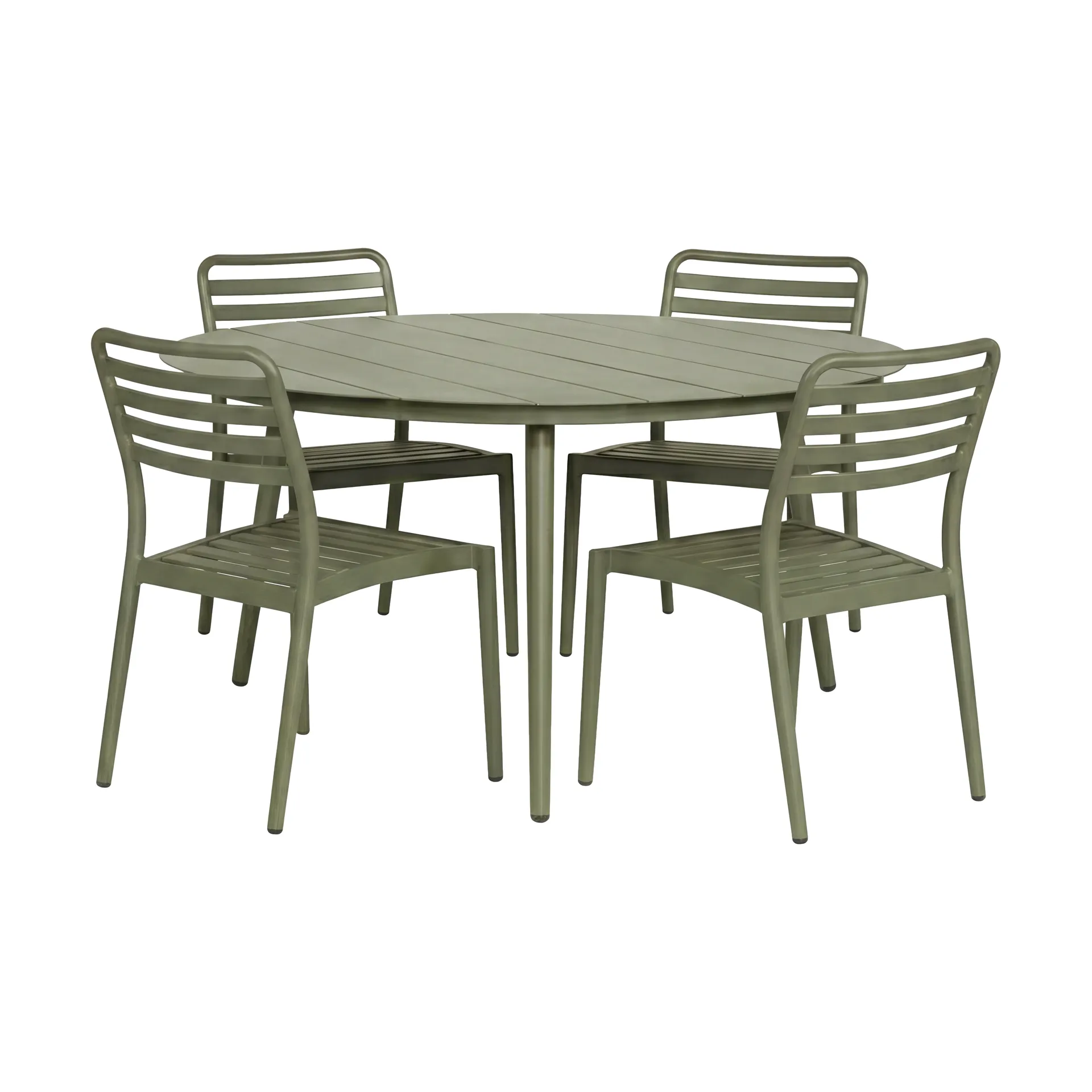 Marsala eettafel Ø140 cm + 4 Messina stoelen, mosgroen,  1898