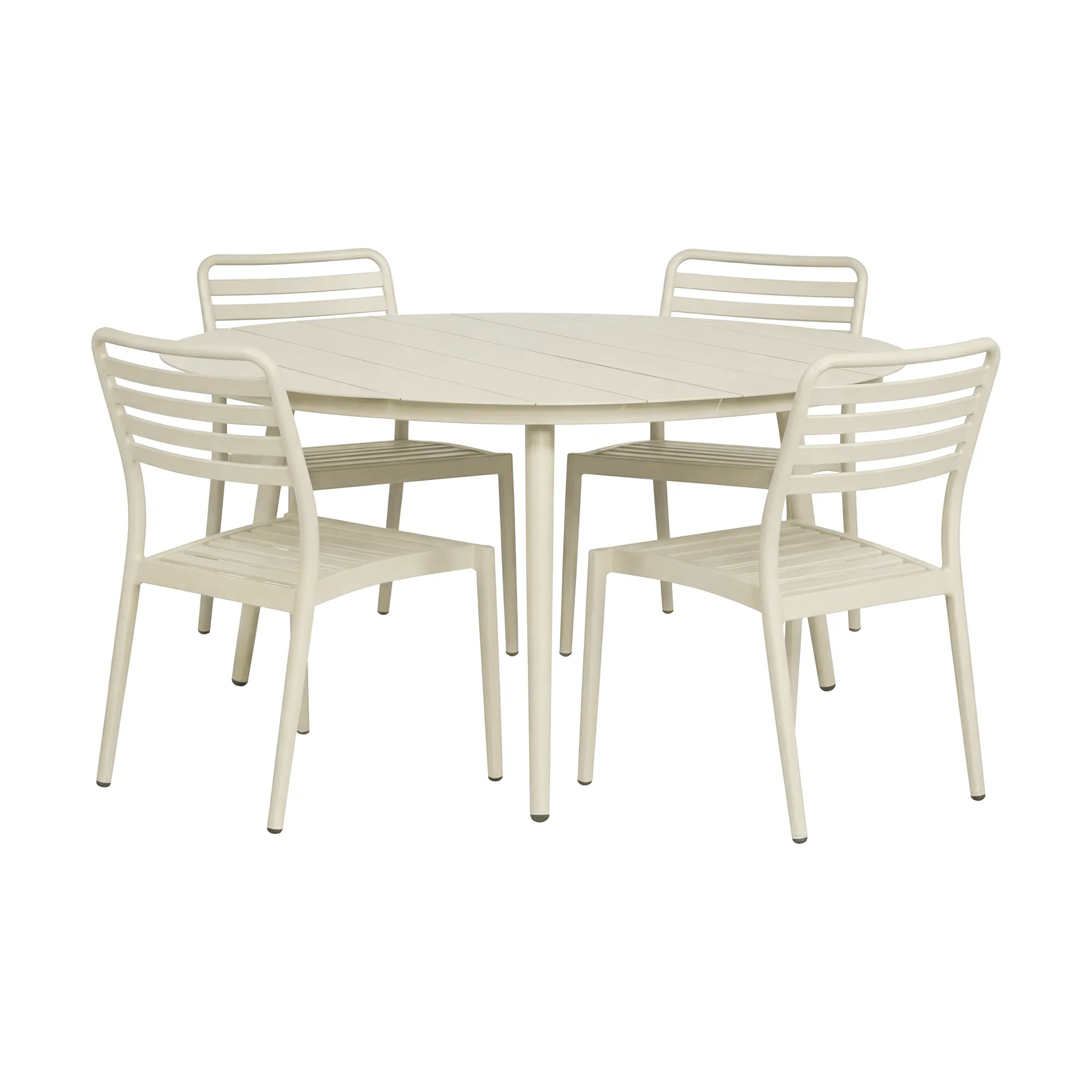Marsala eettafel Ø140 cm + 4 Messina stoelen, off-white,  1898