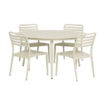 Marsala eettafel Ø140 cm + 4 Messina stoelen, off-white - 1898