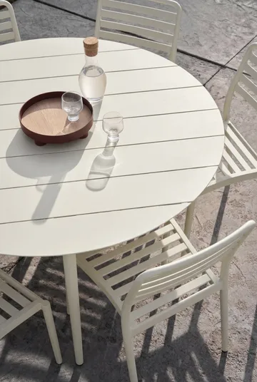 Marsala eettafel Ø140 cm + 4 Messina stoelen, off-white - 1898