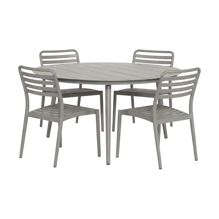 Marsala eettafel Ø140 cm + 4 Messina stoelen, taupe - 1898