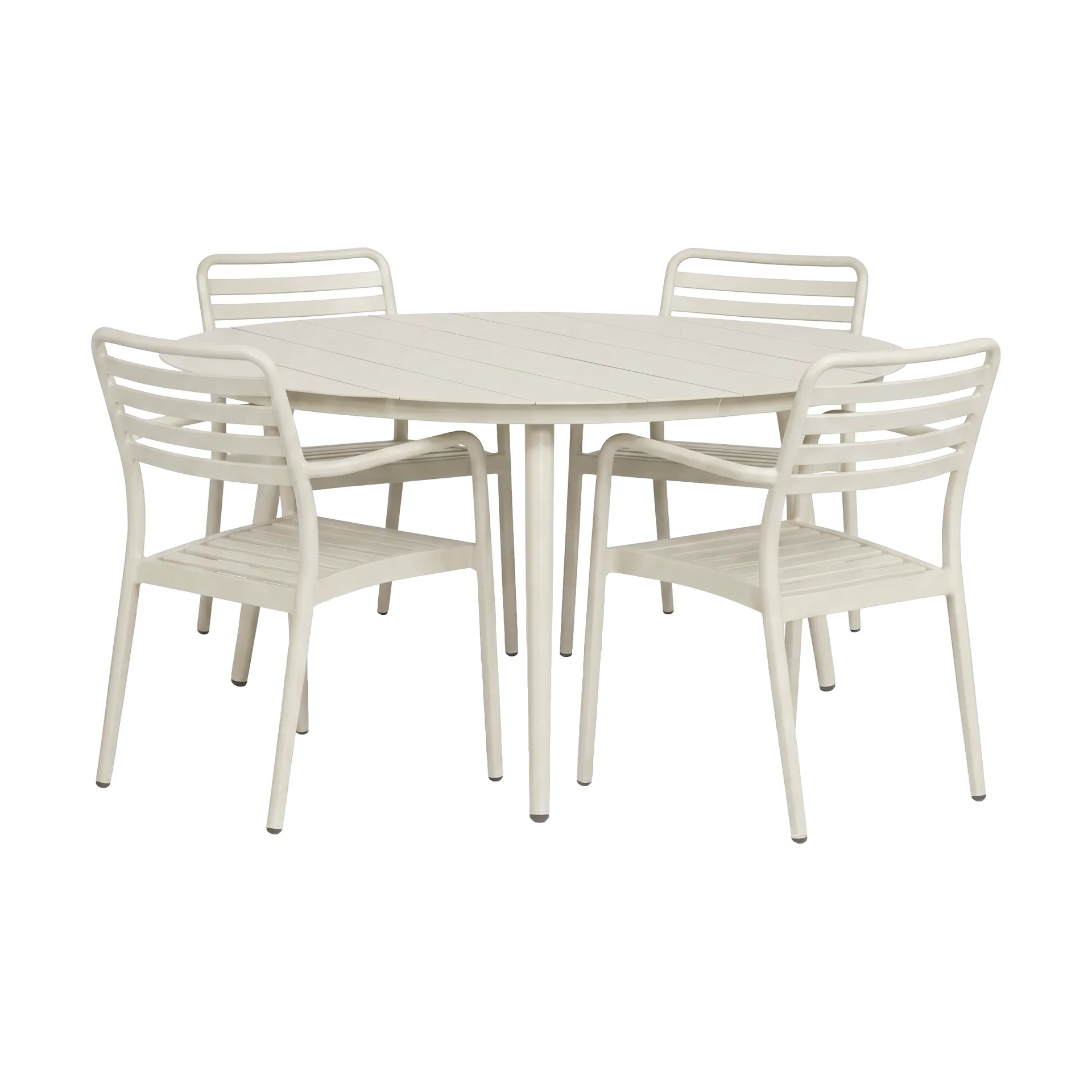 Marsala eettafel Ø140 cm + Messina armstoel 4 stuks, Gebroken wit,  1898