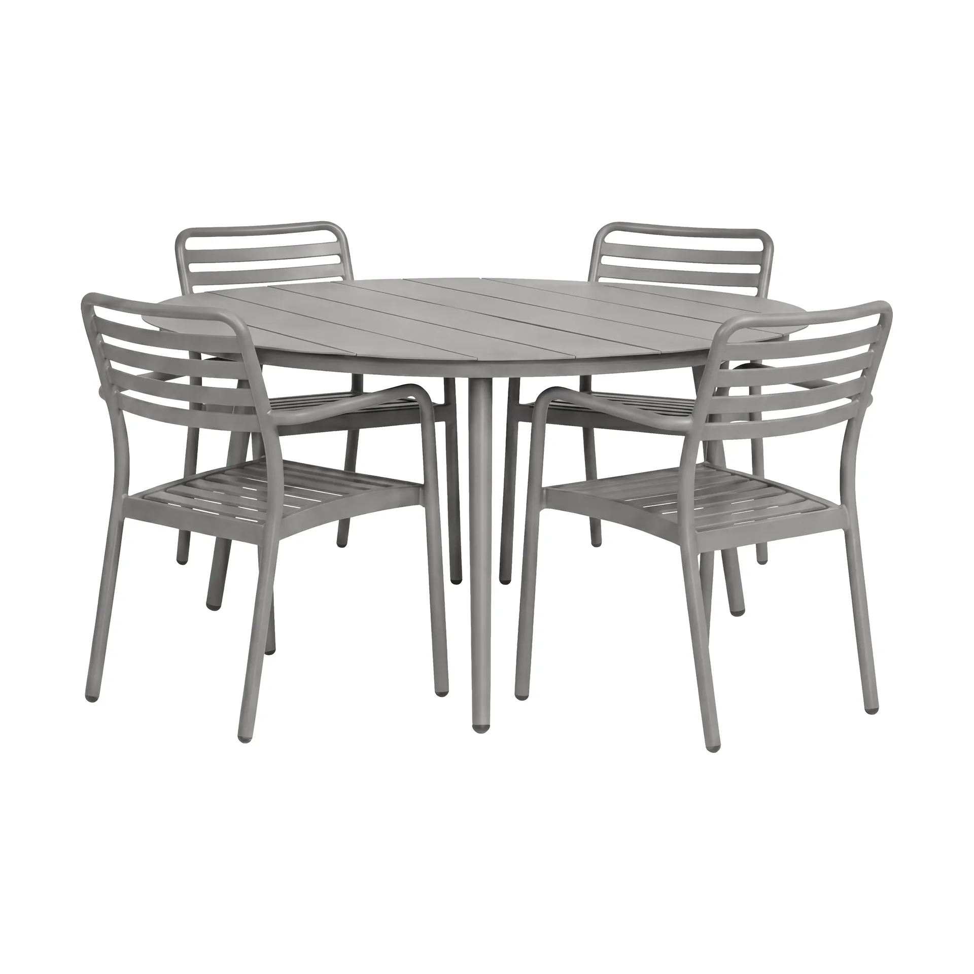 Marsala eettafel Ø140 cm + Messina armstoel 4 stuks, Taupe,  1898