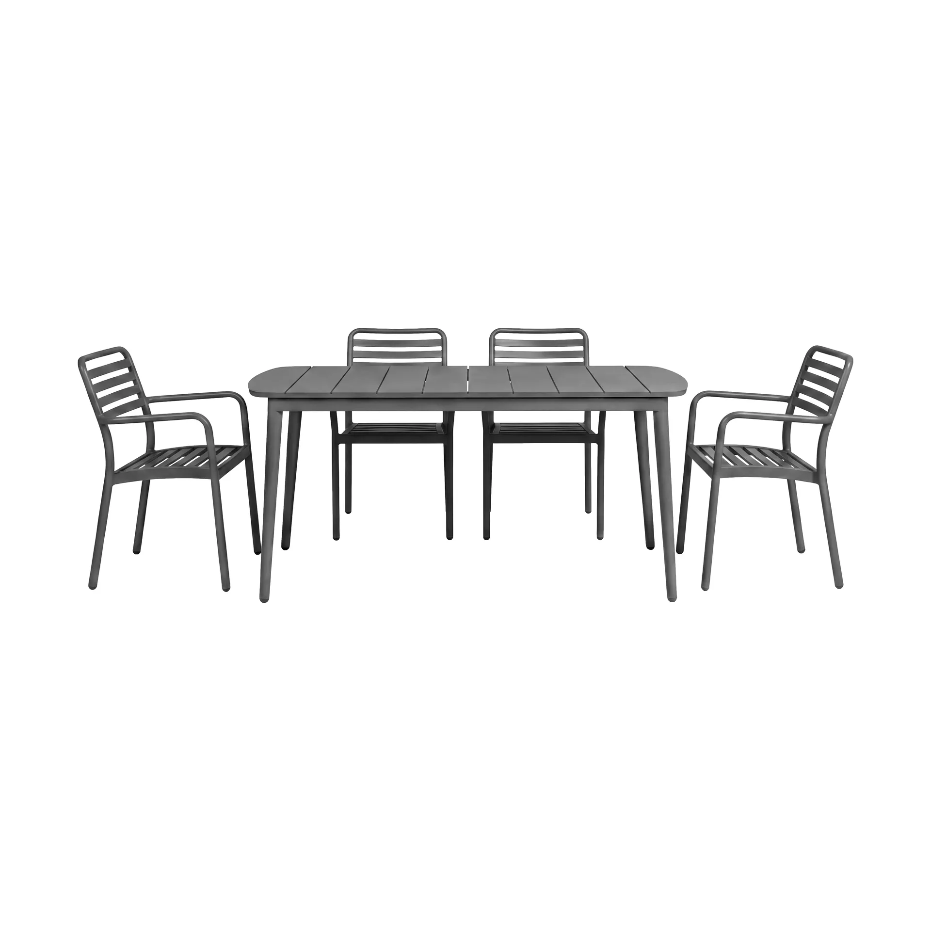 Marsala eettafel 152x90 cm + Messina armstoel 4 stuks, Antraciet,  1898