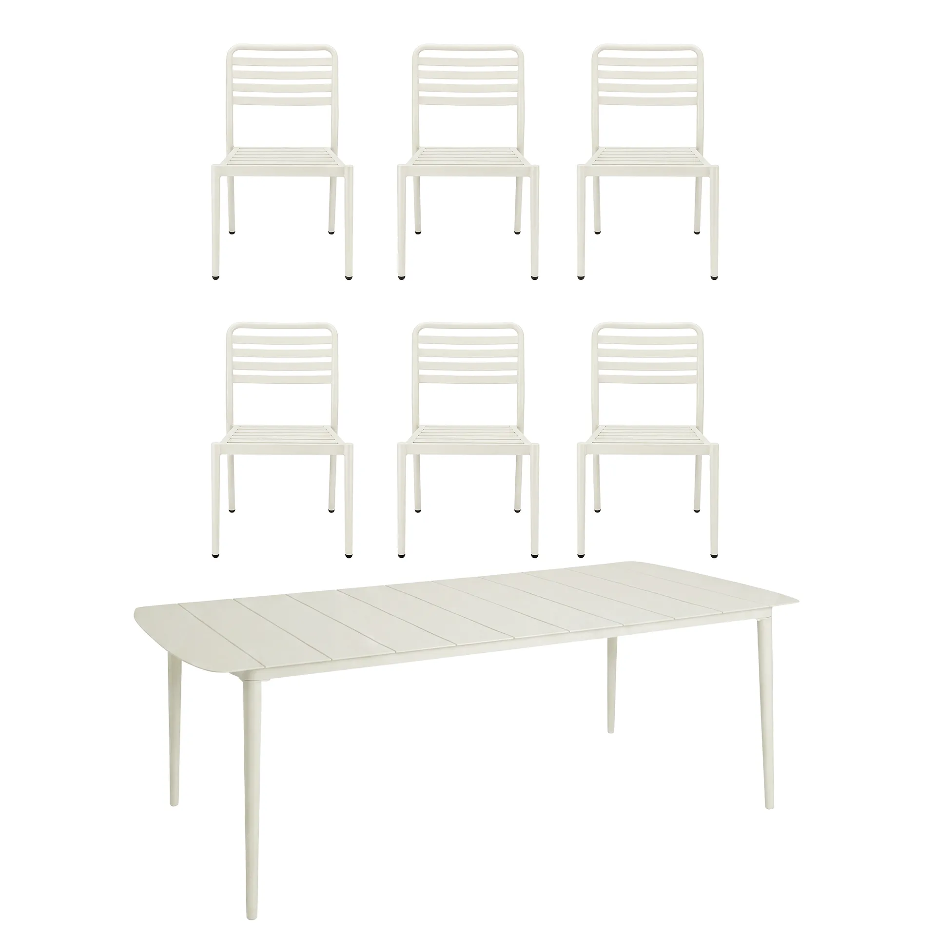 Marsala eettafel 208x100 cm + Messina stoel 6 stuks, Gebroken wit,  1898