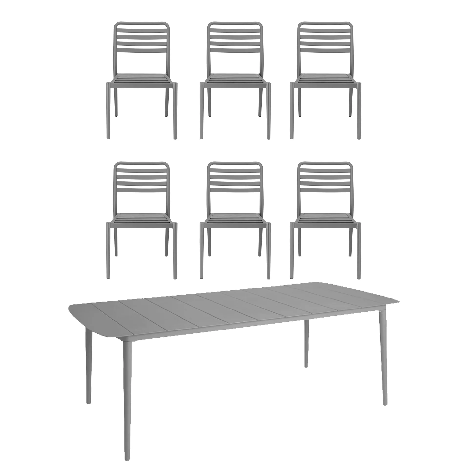 Marsala eettafel 208x100 cm + Messina stoel 6 stuks, Taupe,  1898