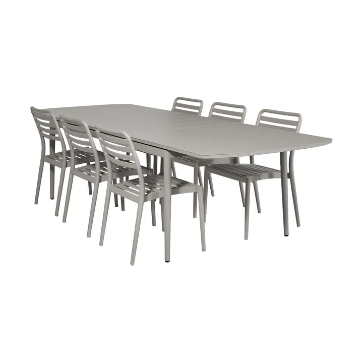 Marsala uitschuifbare tafel 208–288 cm + 6 Messina stoelen, taupe - 1898