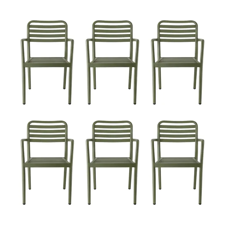 Messina armstoel, Mosgroen, set van 6 - 1898