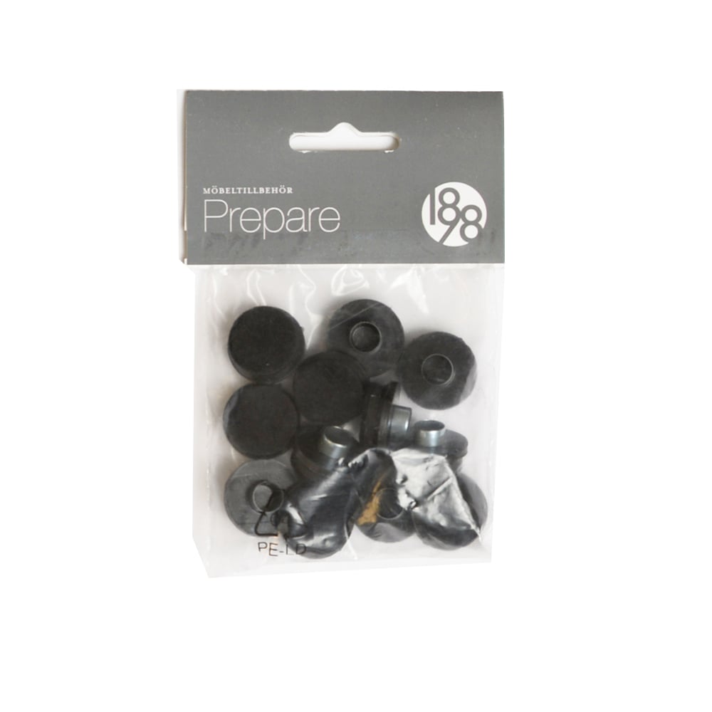 1898 Prepare vloerbescherming zwart, 22 mm plastic vilten vloerglijders, 12 st.